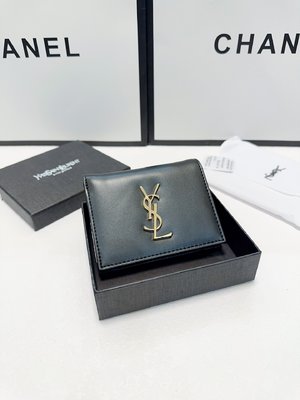 Yves Saint Laurent Replicas Wallet Black Calfskin Cowhide Fashion