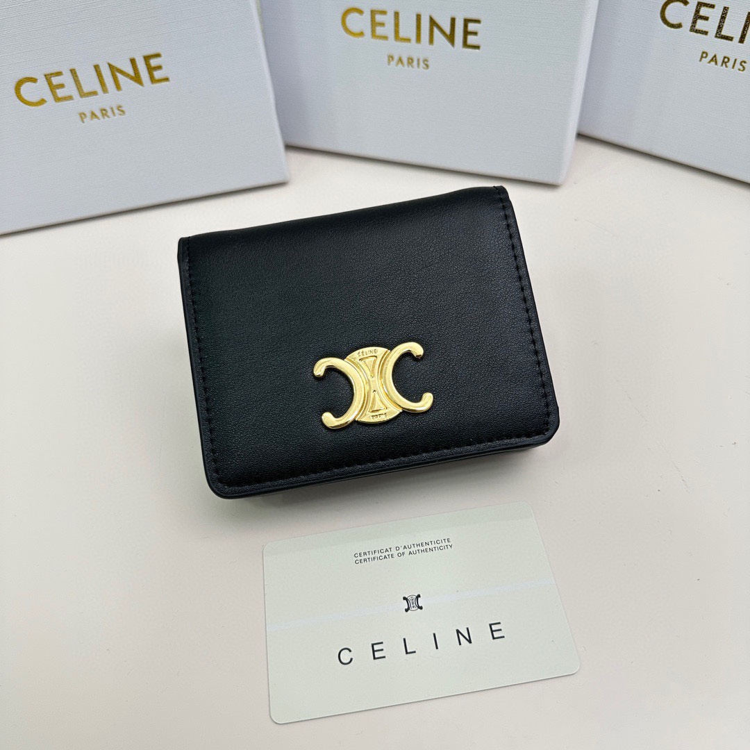 Celine Wallet Black Cowhide Fashion