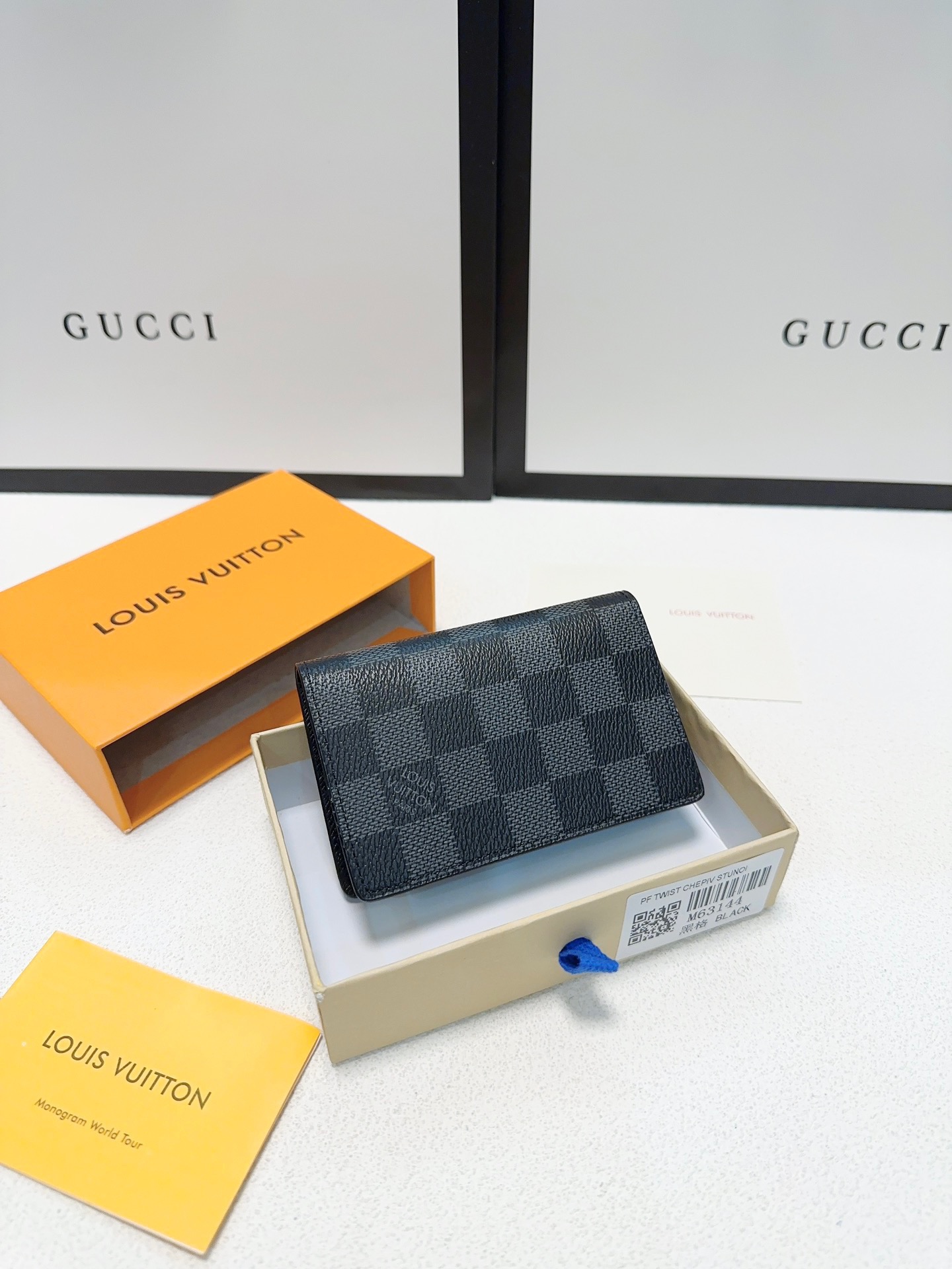 Louis Vuitton Geldbörse Kleine Brieftasche Knockoff höchste Qualität
 Schwarz Schwarzes Gitter Silber Monogram Eclipse