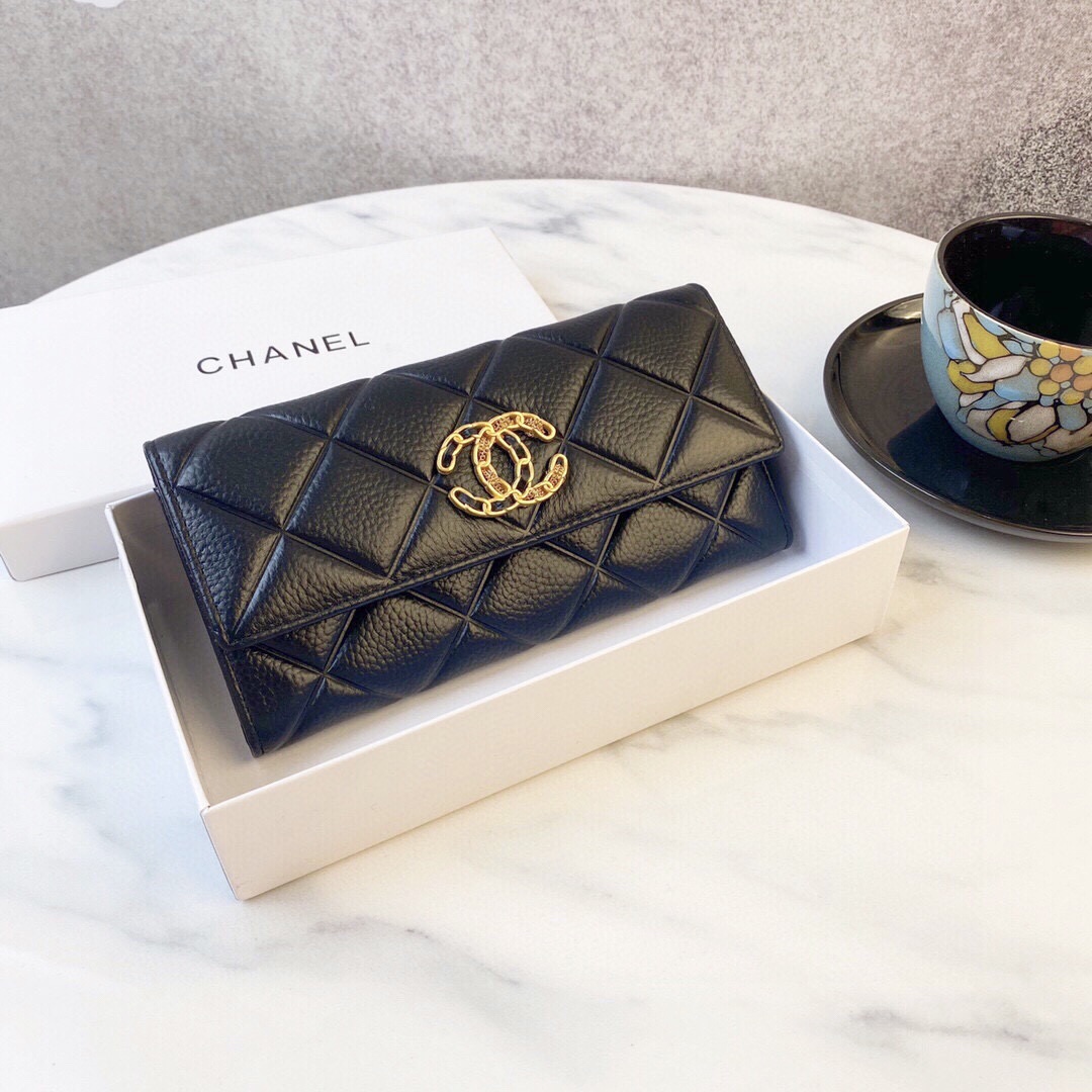 Chanel Portefeuilles Noir Cuir de vache