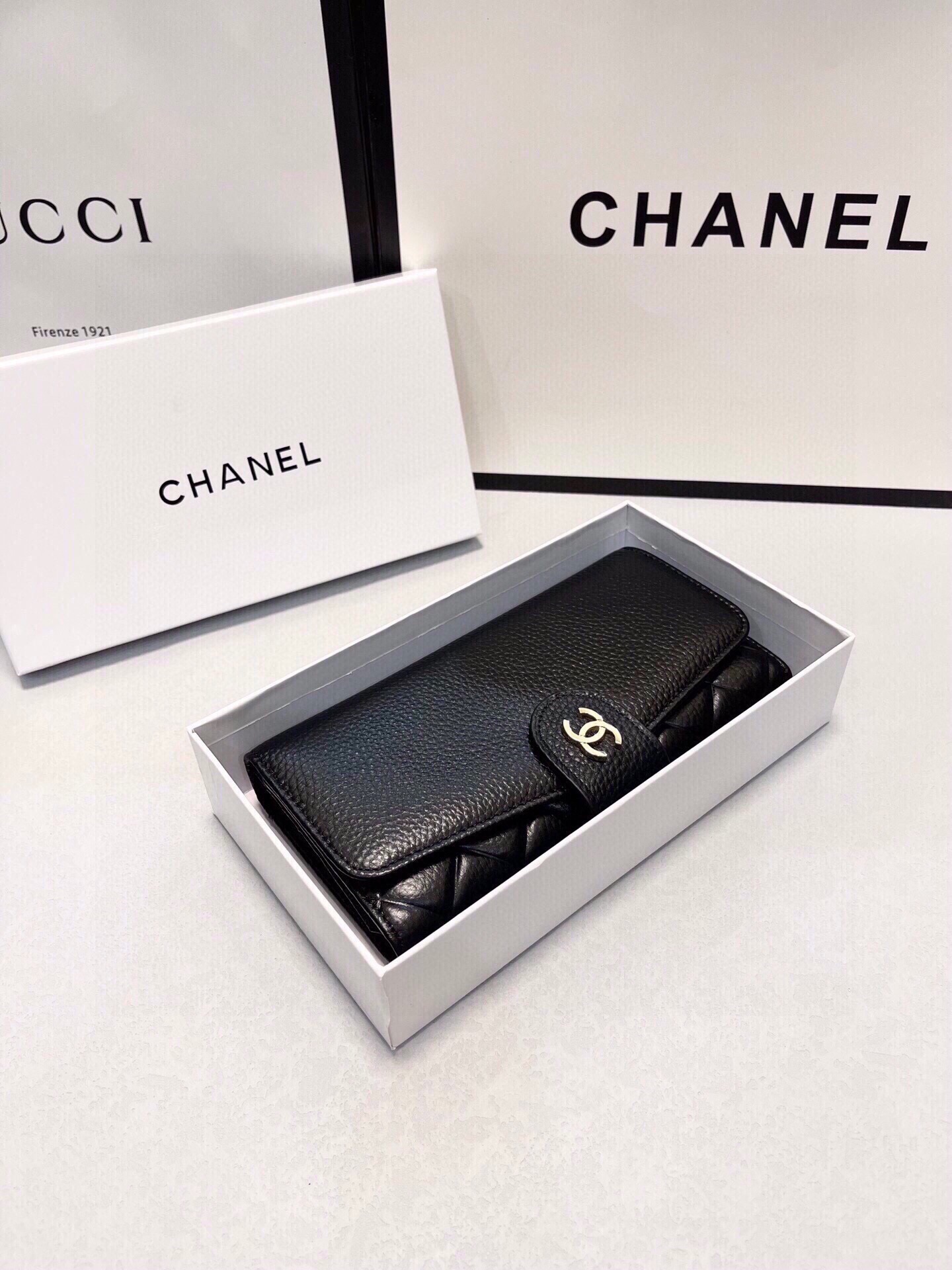 Chanel Portefeuilles Noir Cuir de vache