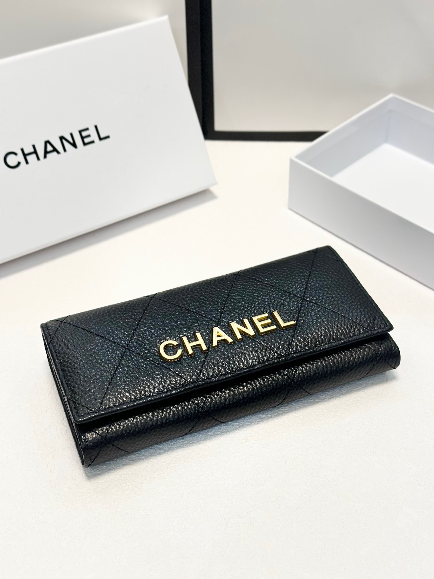 Top Sale
 Chanel Geldbörse Schwarz Rindsleder