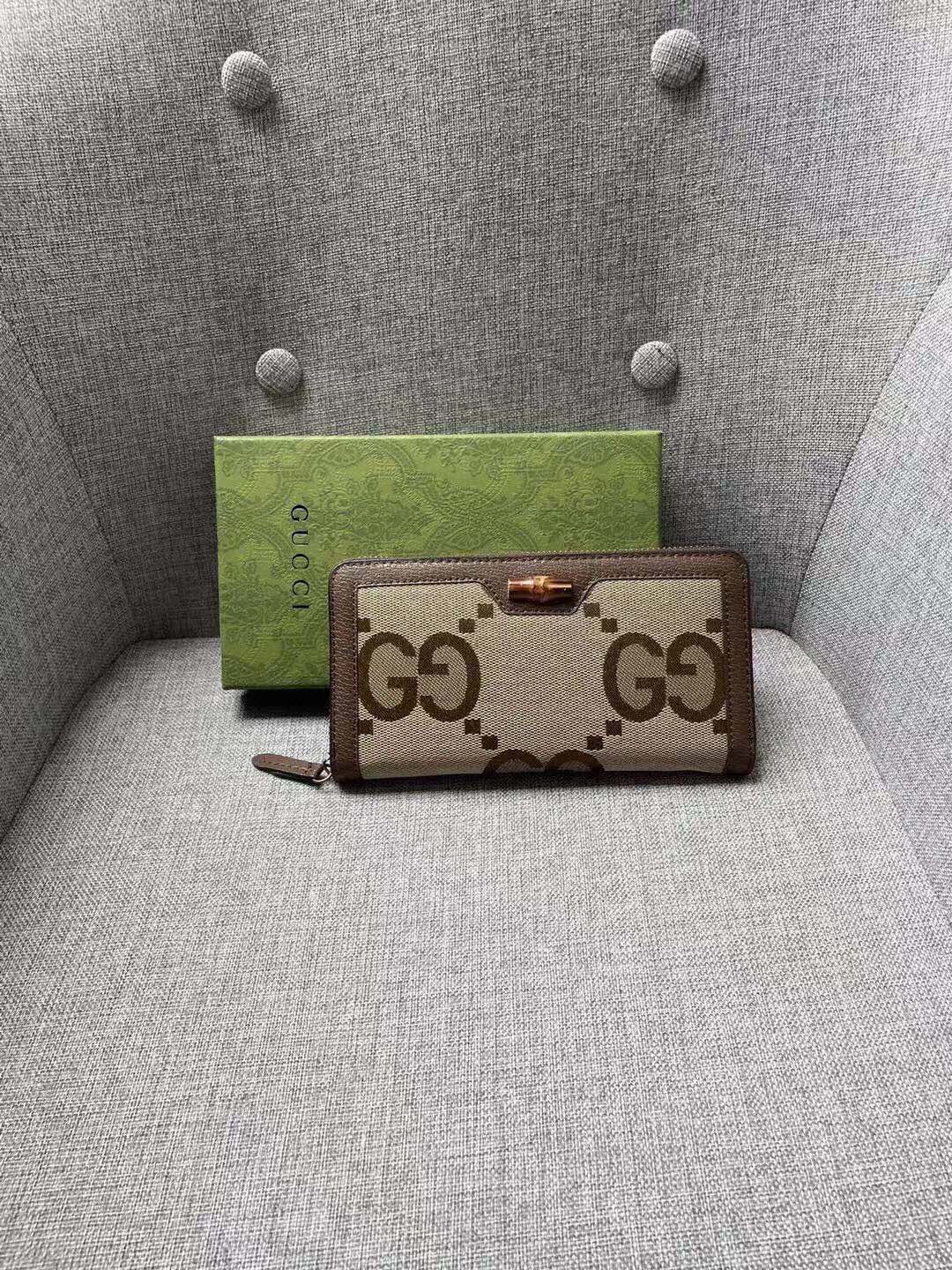 Gucci Diana Geldbörse Braun Khaki Leinwand