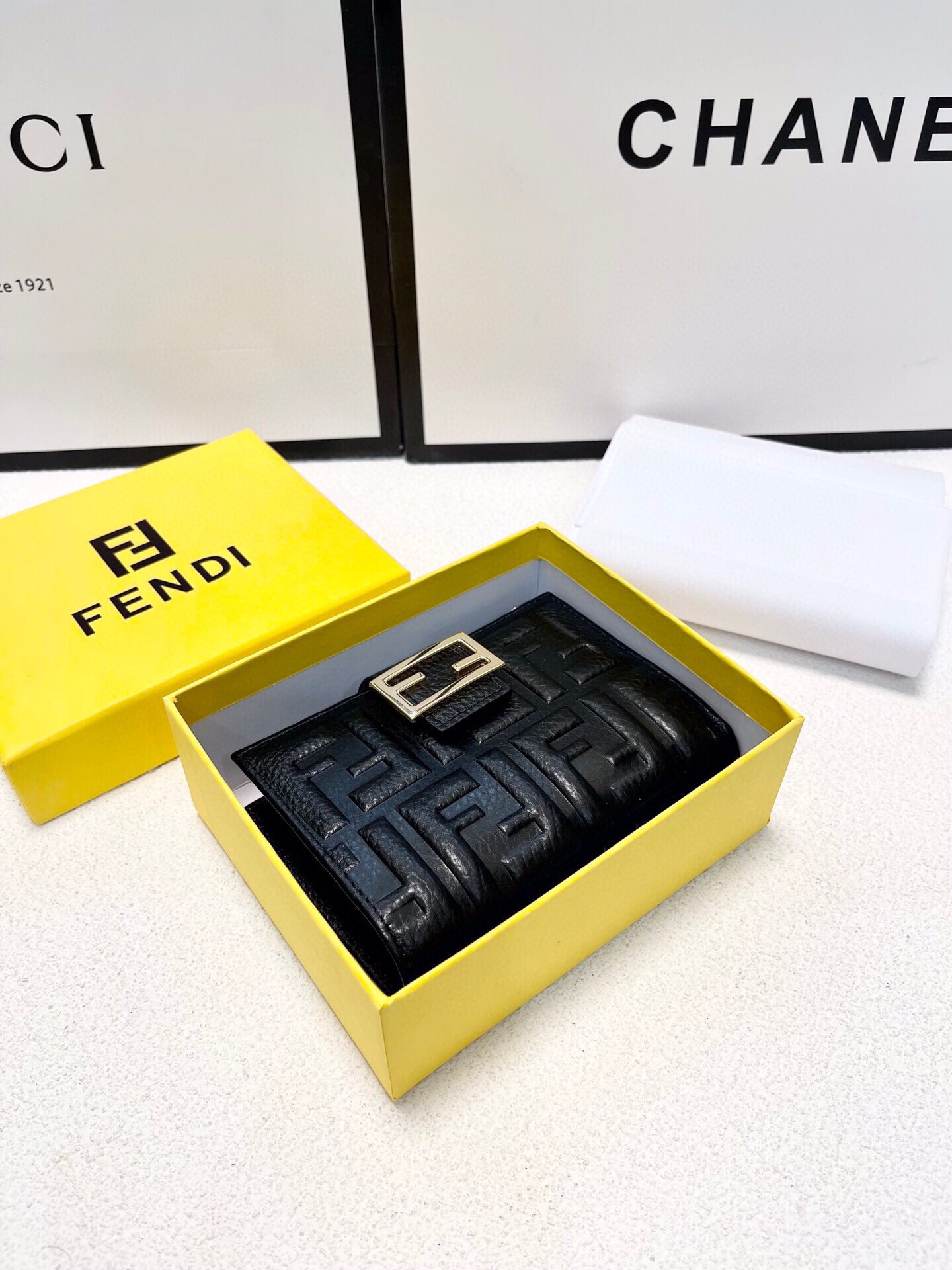 Fendi Wallet Black Cowhide