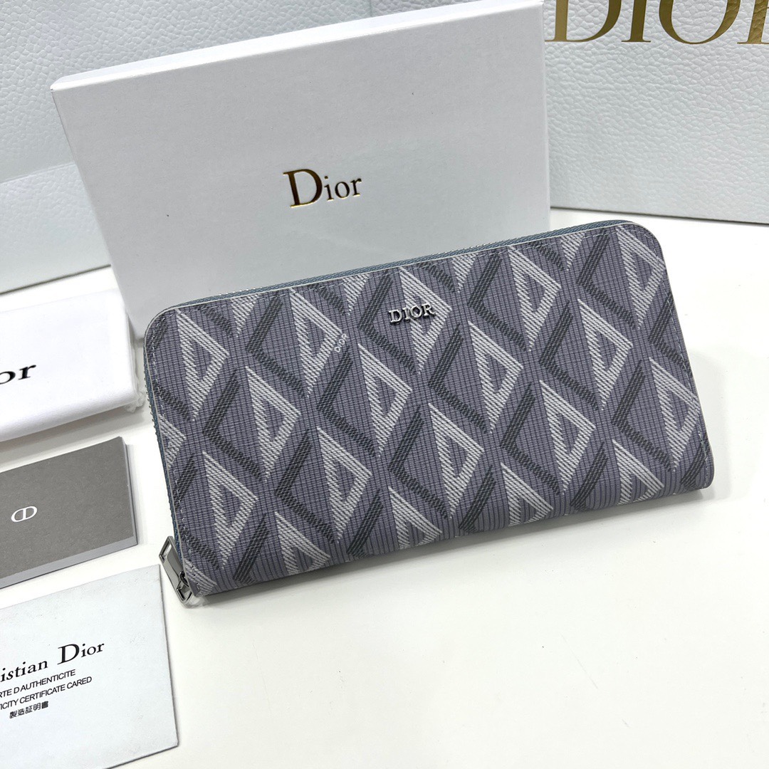 Dior Wallet Black Blue Light Printing Cowhide