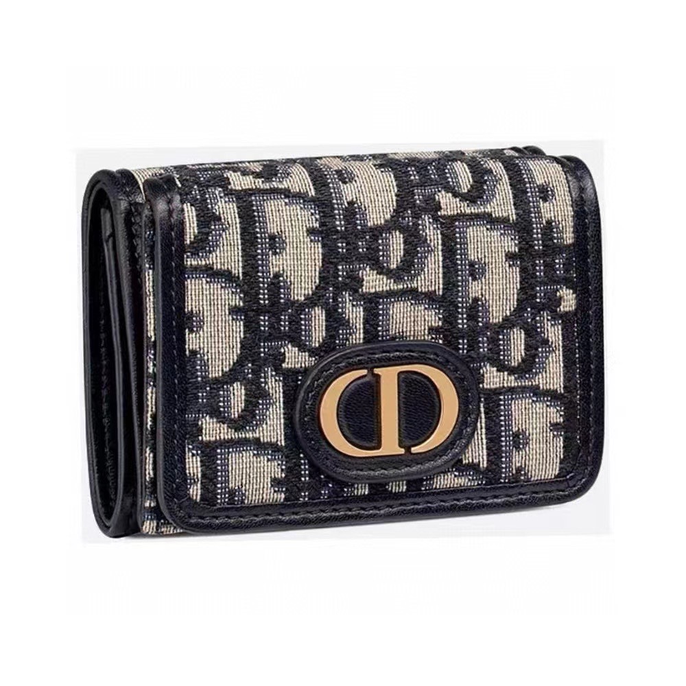 Dior Wallet Blue Grey Cowhide