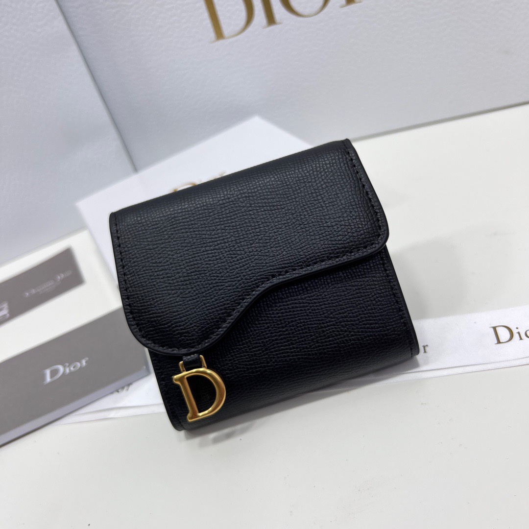 Dior Wallet Card pack Black Blue Cowhide