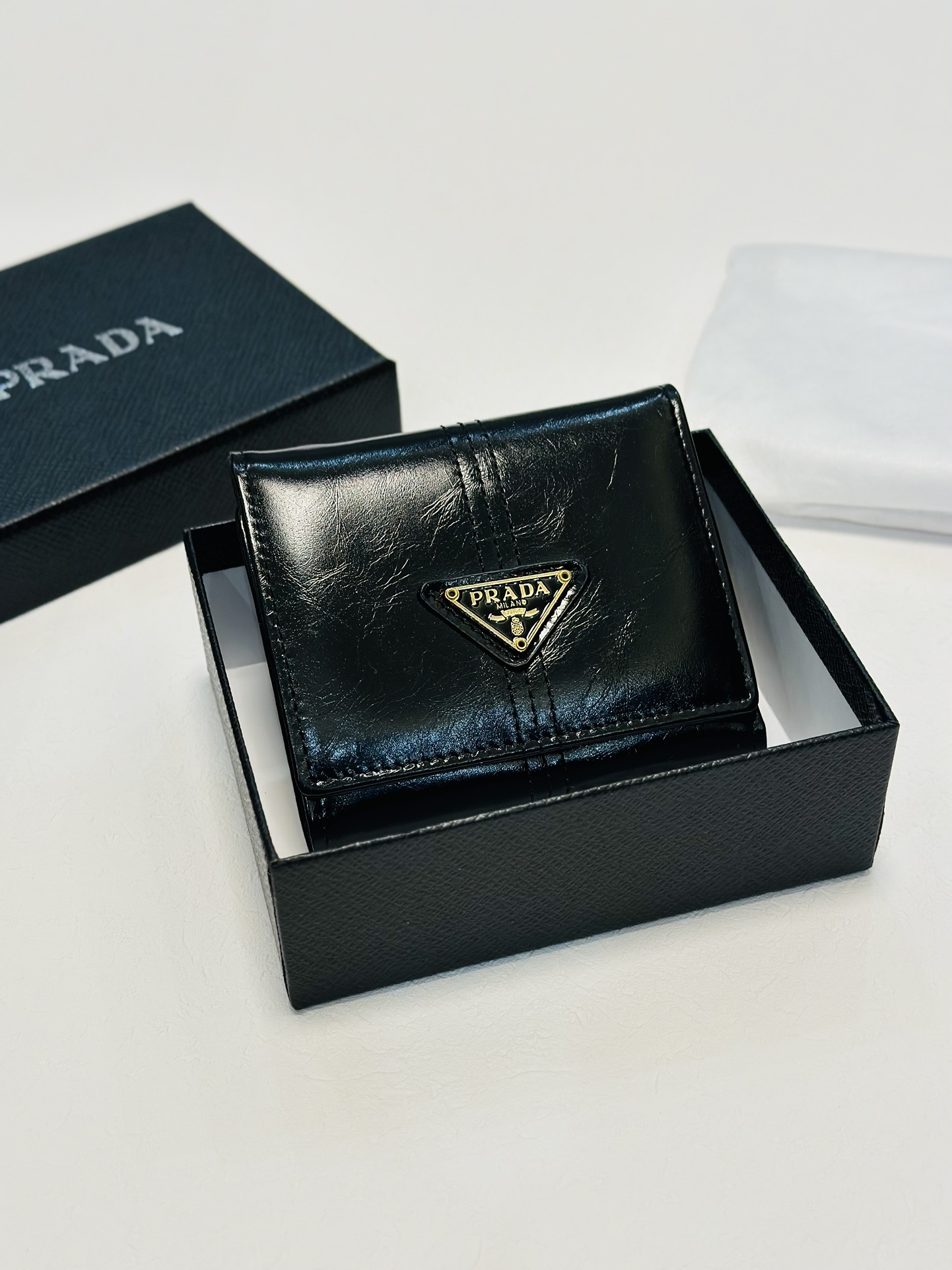 Prada Wallet Black Cowhide