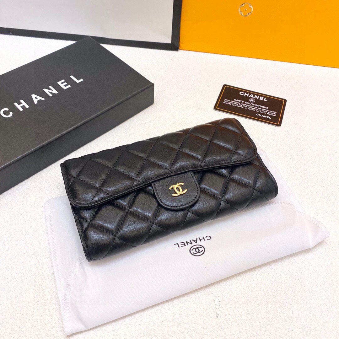 Chanel Wallet Black Sheepskin