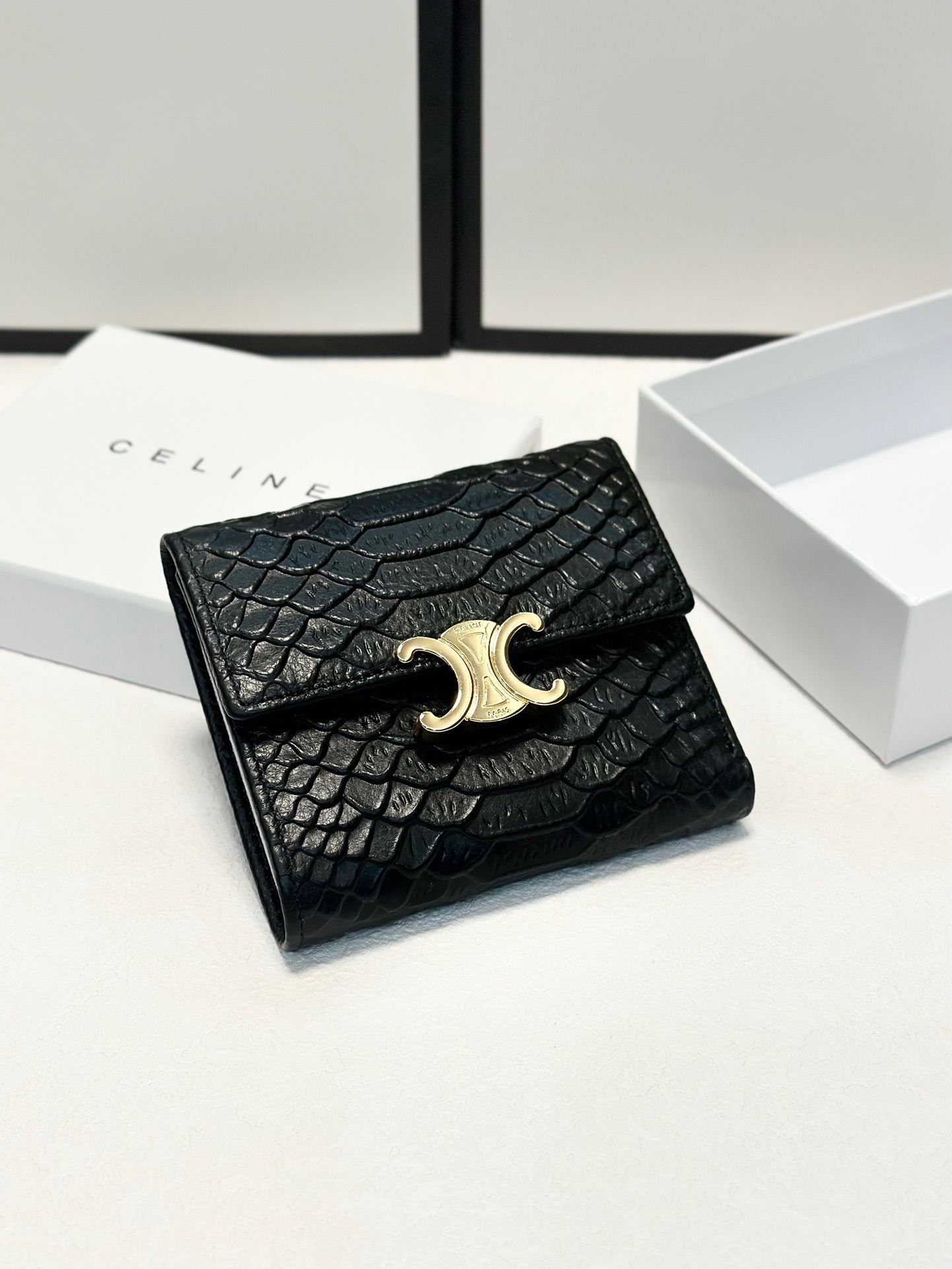 Celine Wallet Black Cowhide