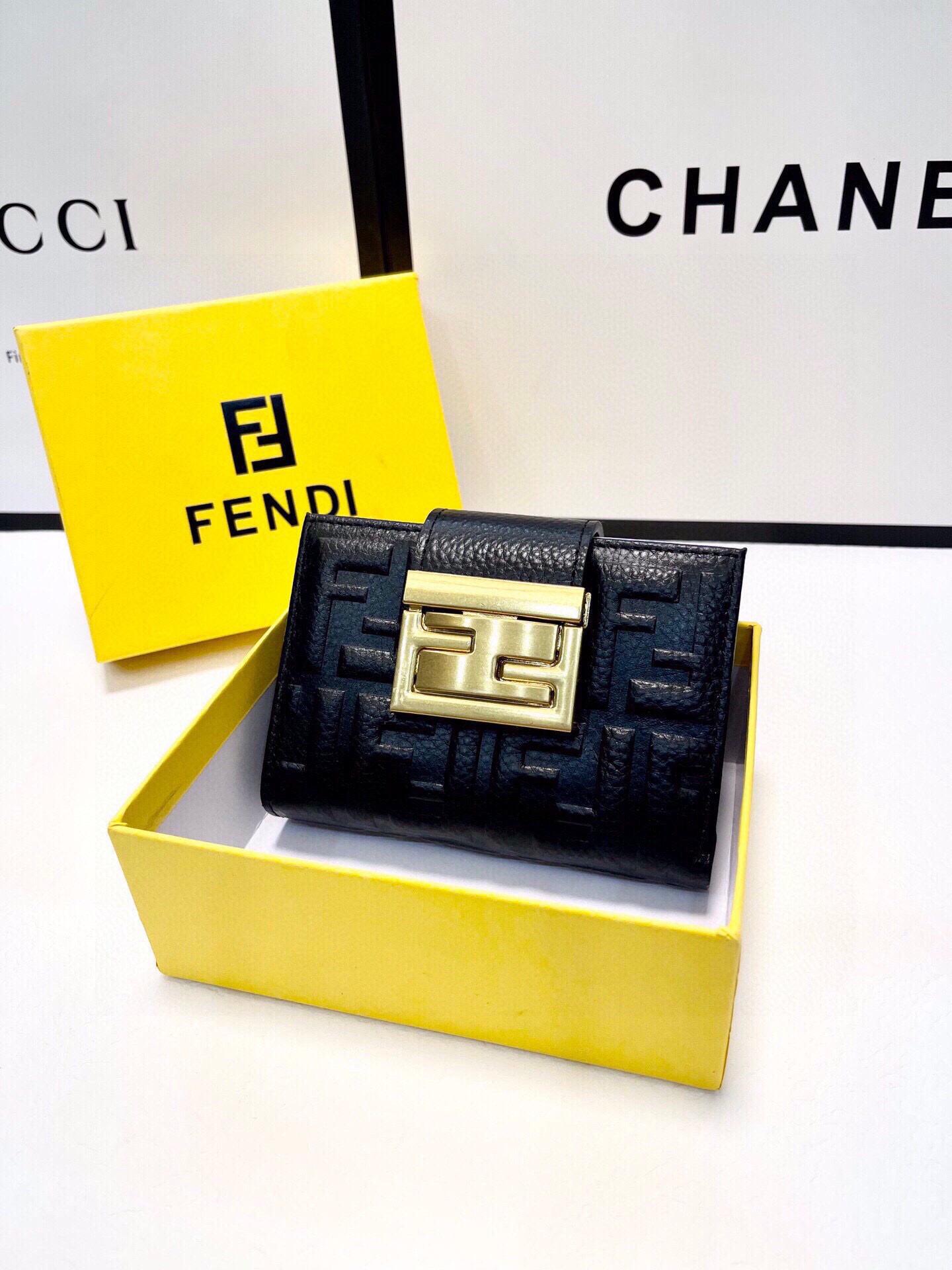 Fendi Wallet Black Cowhide