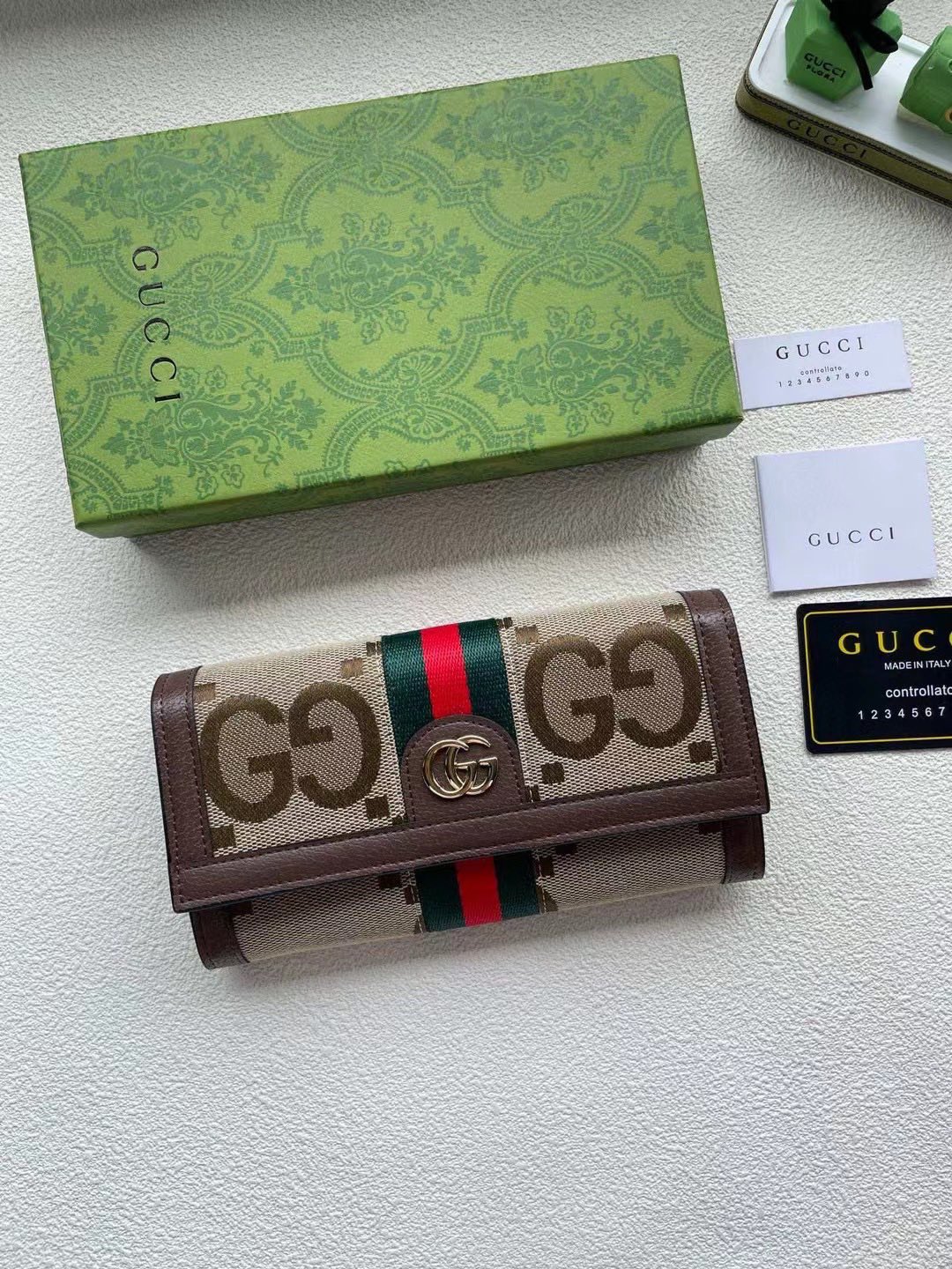 Gucci Diana Wallet Brown Khaki Canvas