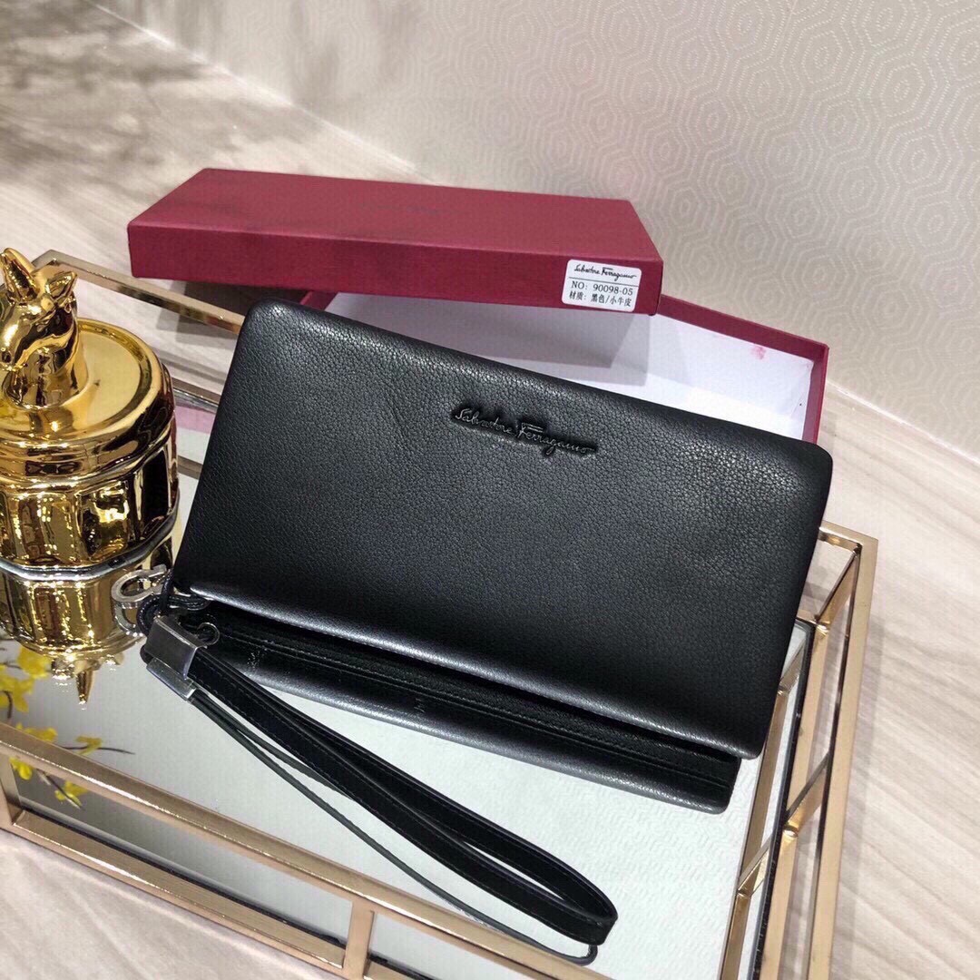 Ferragamo Clutches & Pouch Bags Black Men Cowhide