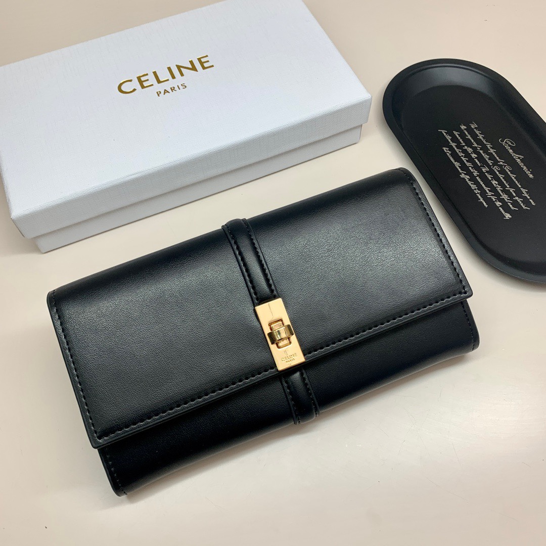 Celine Wallet Black Cowhide Fashion