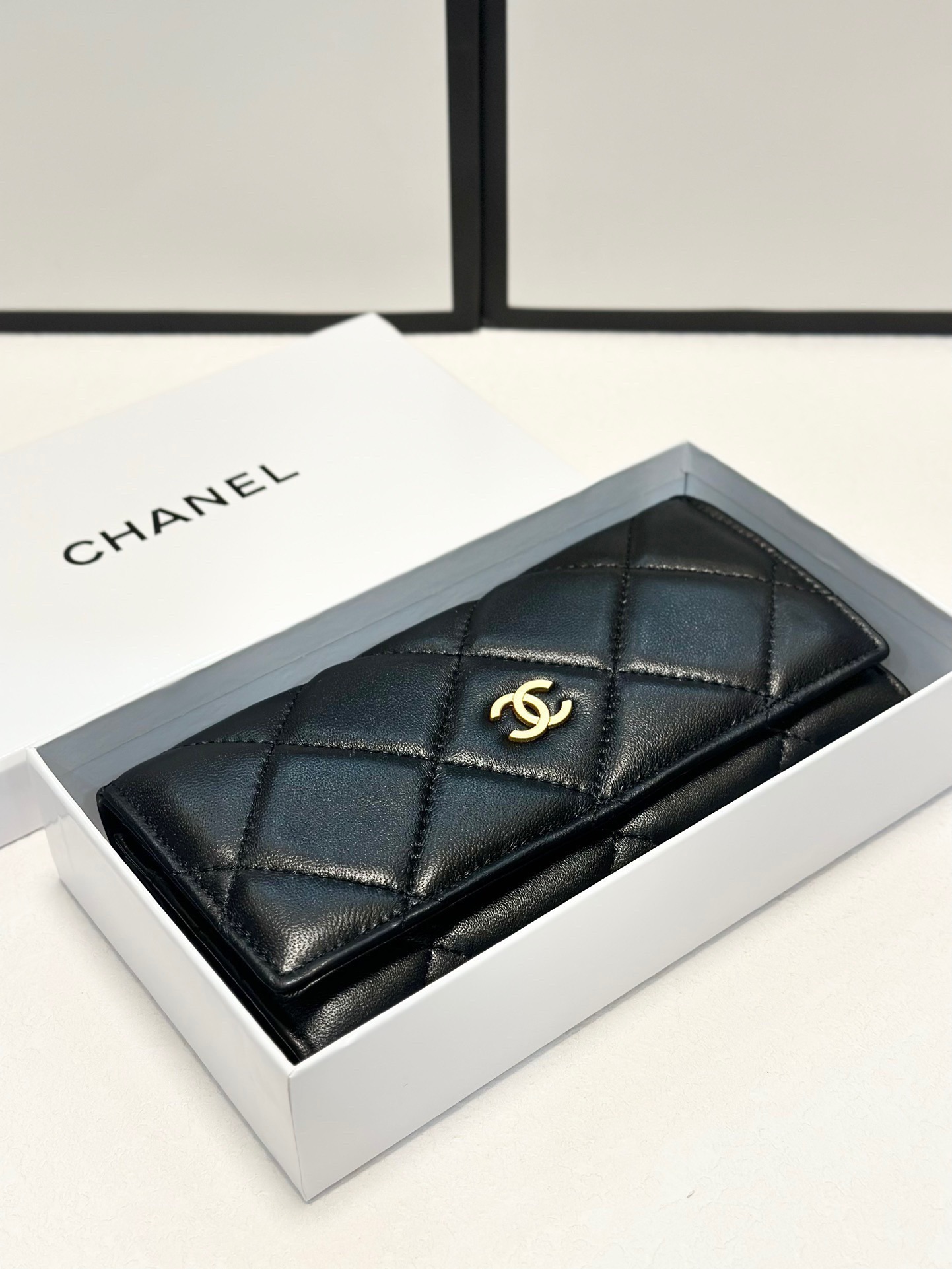 Chanel Wallet Black Sheepskin