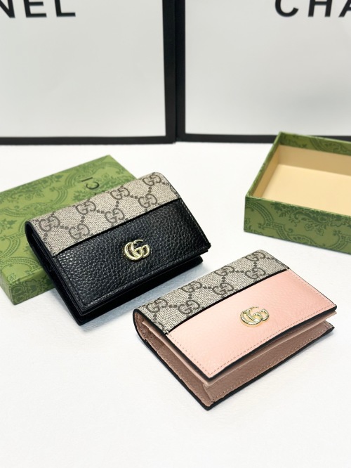 Gucci Ophidia GG Leather Bifold Wallet - Black and Pink, Compact Design 1 Gucci Ophidia GG Leather Bifold Wallet - Black and Pink, Compact Design
