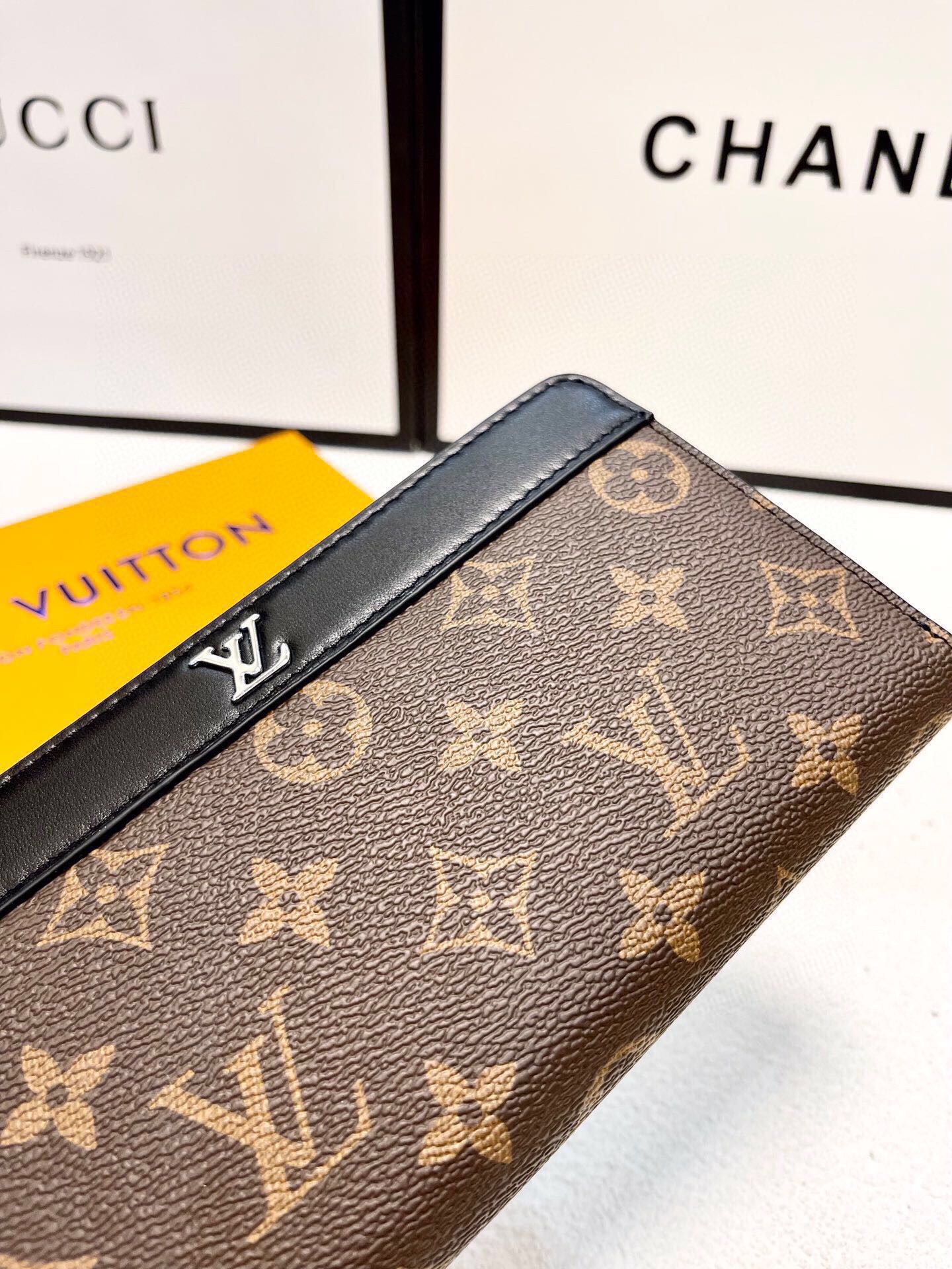 LV新款男士手包 ブラックフラワー 大容量