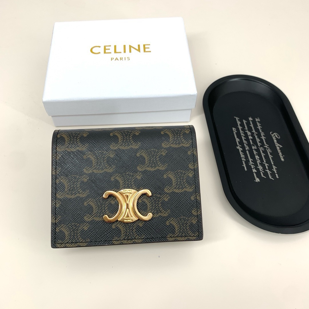 P85🎀celine 3867🎀COLOR Presbyterian Black🎀Size 10.5×9🎀celine Counter Ultime Spedizione! Utilizza il primo strato di hide cow, squisito e alla moda!