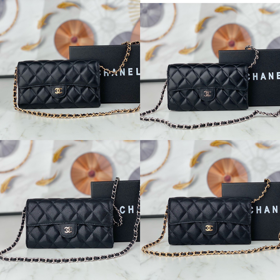 P120🎀COLOR Black🎀Size 19×10🎀Chanel’s Eternal Classic, 💋 Nuovo hardware d’argento di configurazione, 🌹 Slot per schede integrati, una borsa con cerniera in metallo, più scomparti, alla moda e generoso 😘