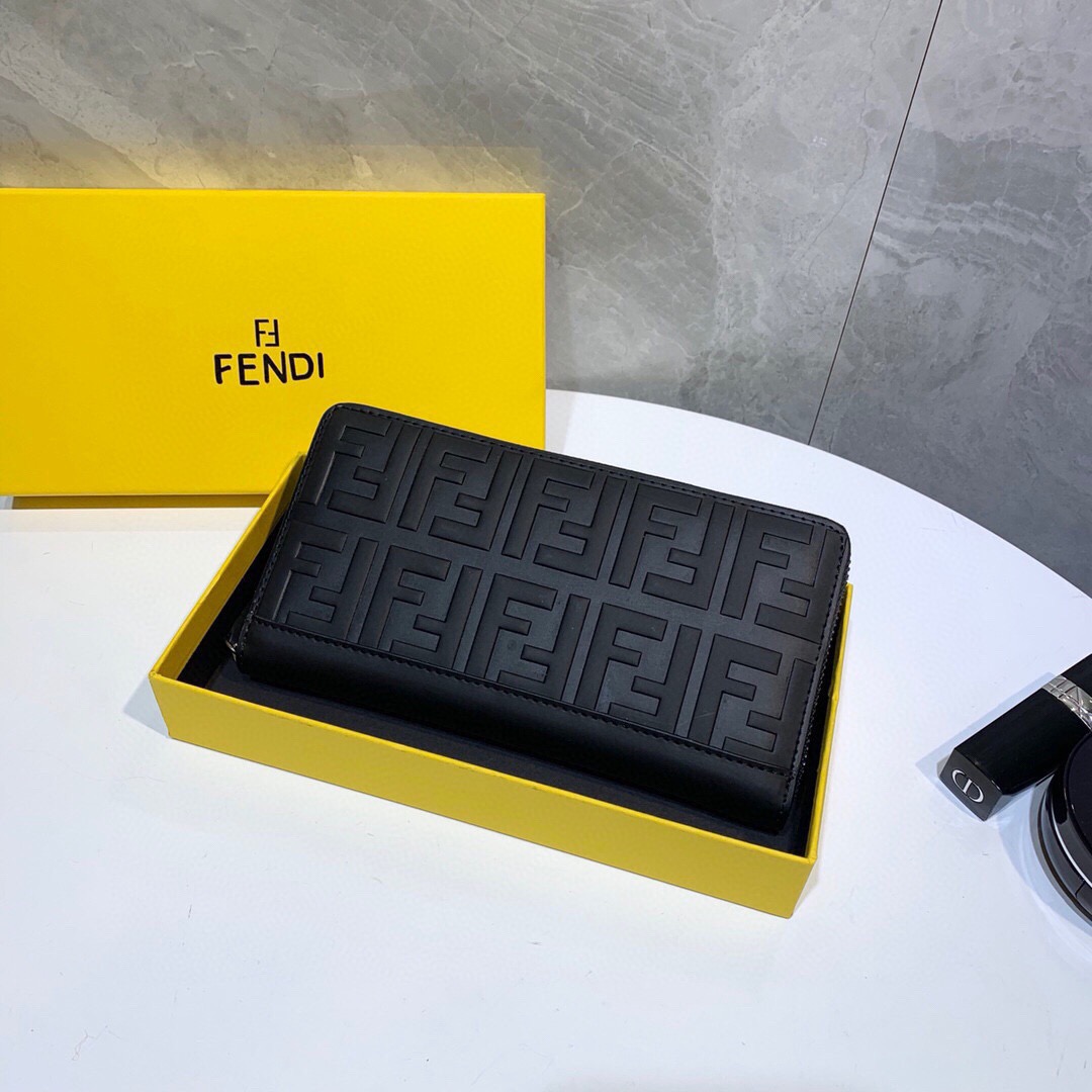 Fendi Men's Black Leather Wallet, 21x11cm - Card Slots & High Quality 2 i1746629441315 2483 0 0