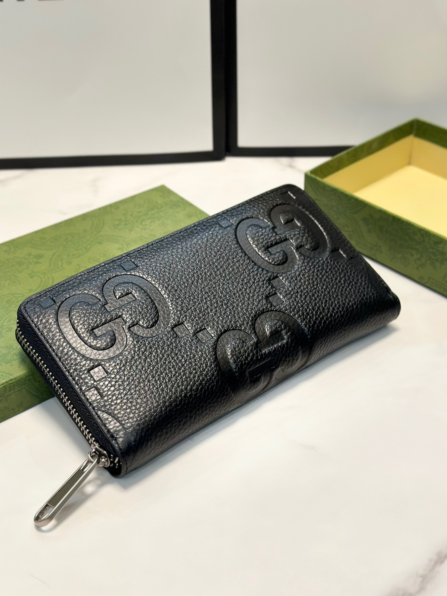 Gucci Black Leather Zip Around Wallet, 19x10cm, Fashionable and Practical 7 i1746629986894 6358 0 5