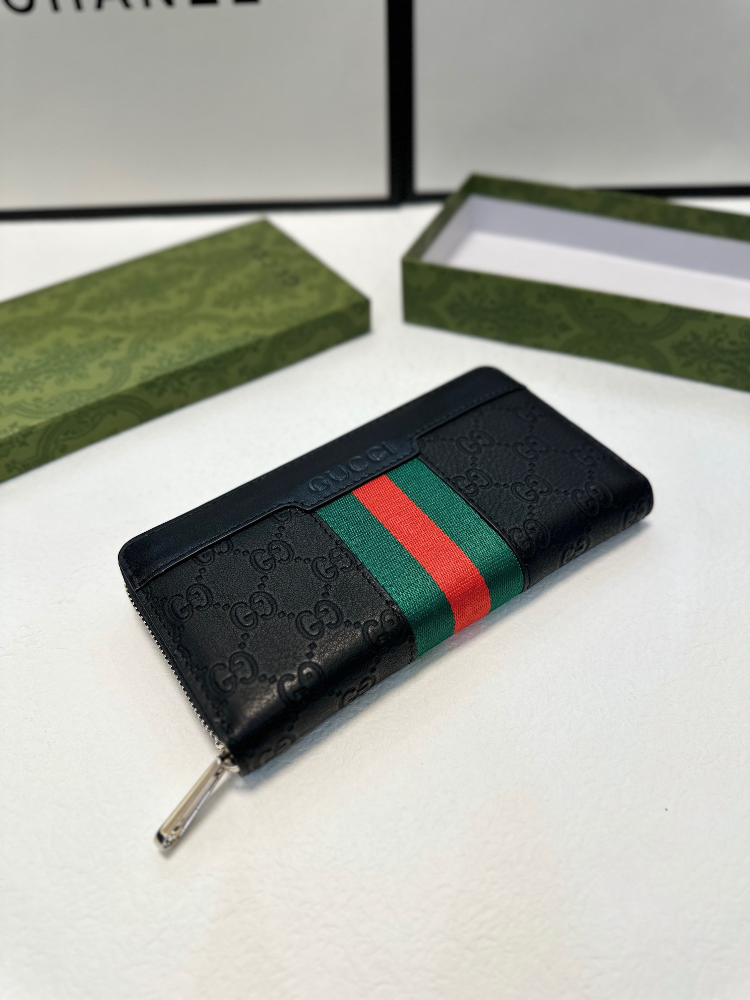 Gucci Men's Black Leather Zip Around Wallet With Web Stripe - Card Slots 3 i1746630474846 4609 0 1