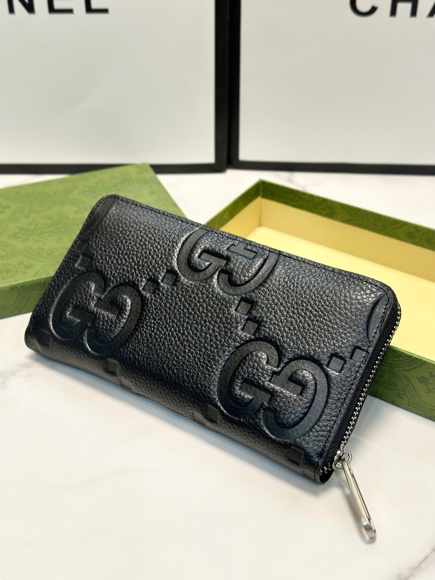 GUCCI ブラック単ラ zip 財布 - 一比一工芸のスタイリッシュなデザイン