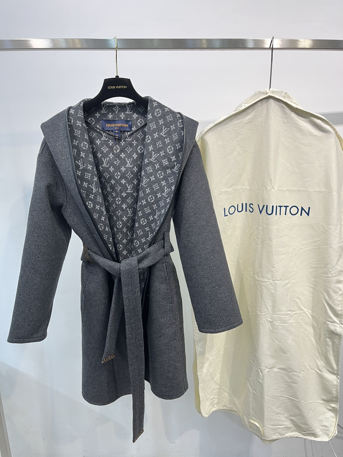 [Cashmere Coats, Furs]2025 Lvjia New Coat Double breasted dark grey blend Ingr