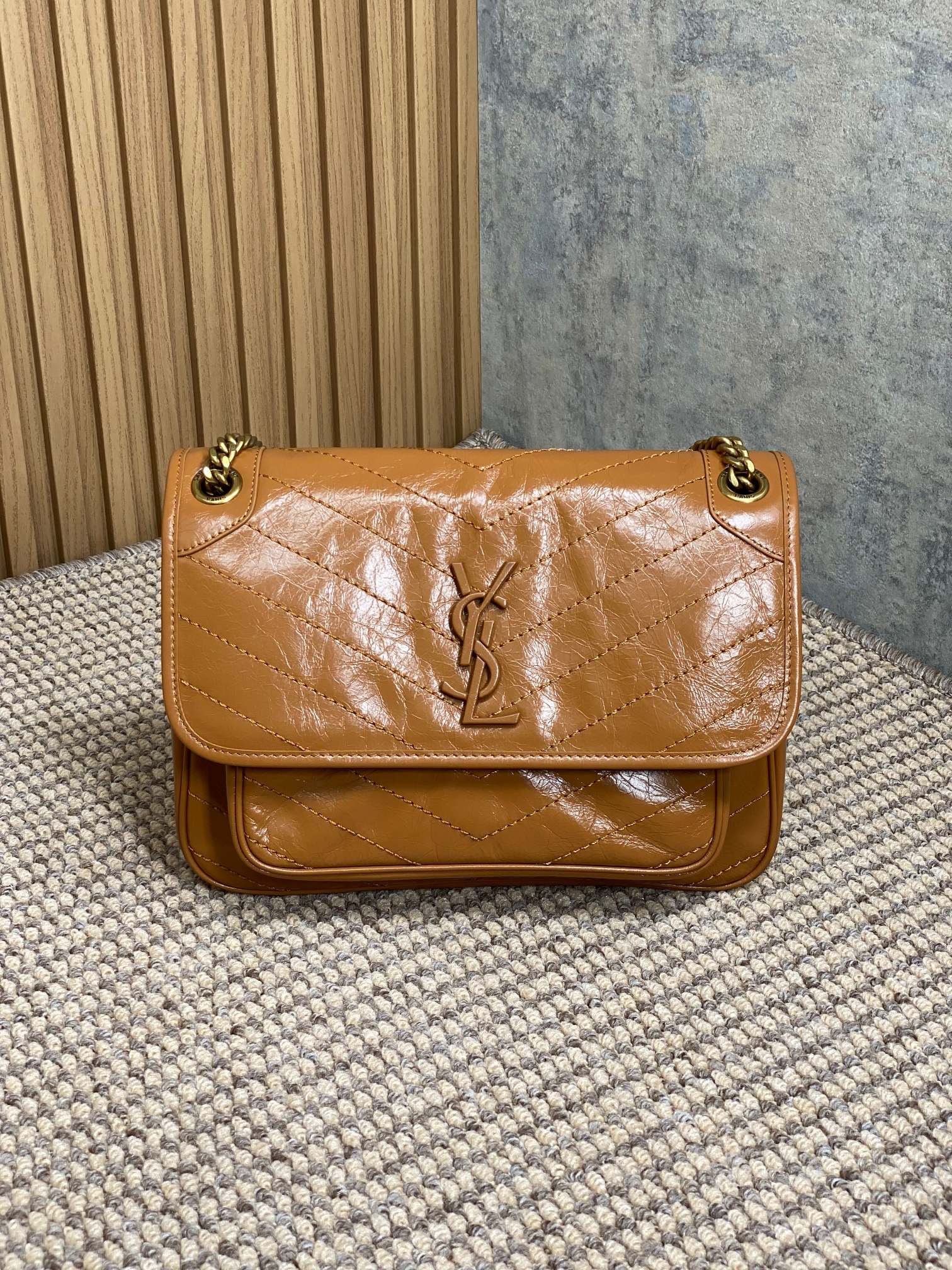 YSL Style Brown Leather Bag Lookbook Reference image 1