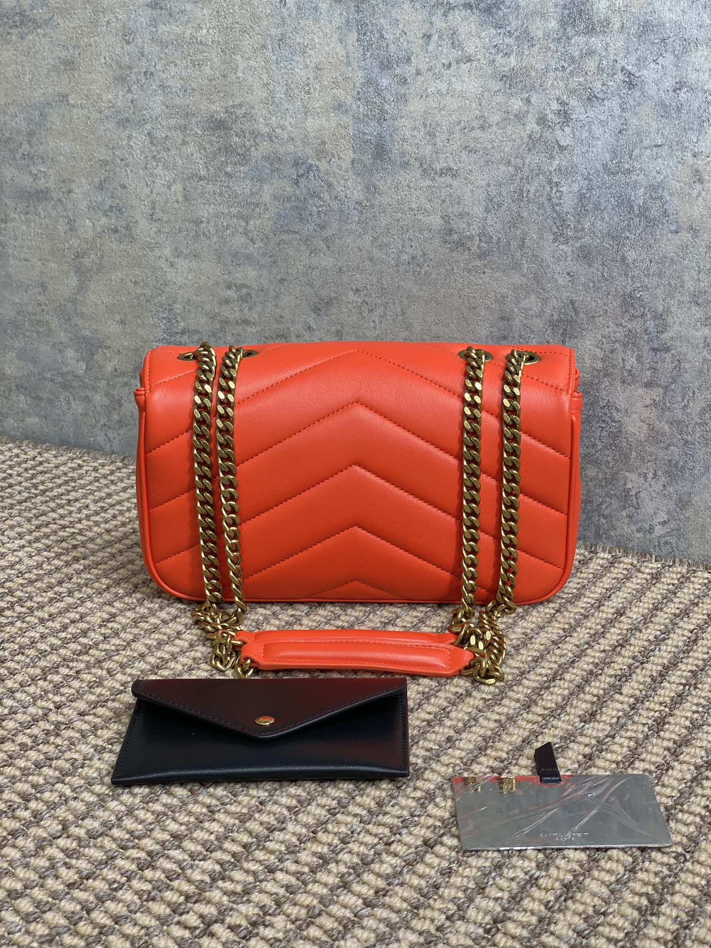 YSL Style Red Leather Card Holder Lookbook Reference image 2