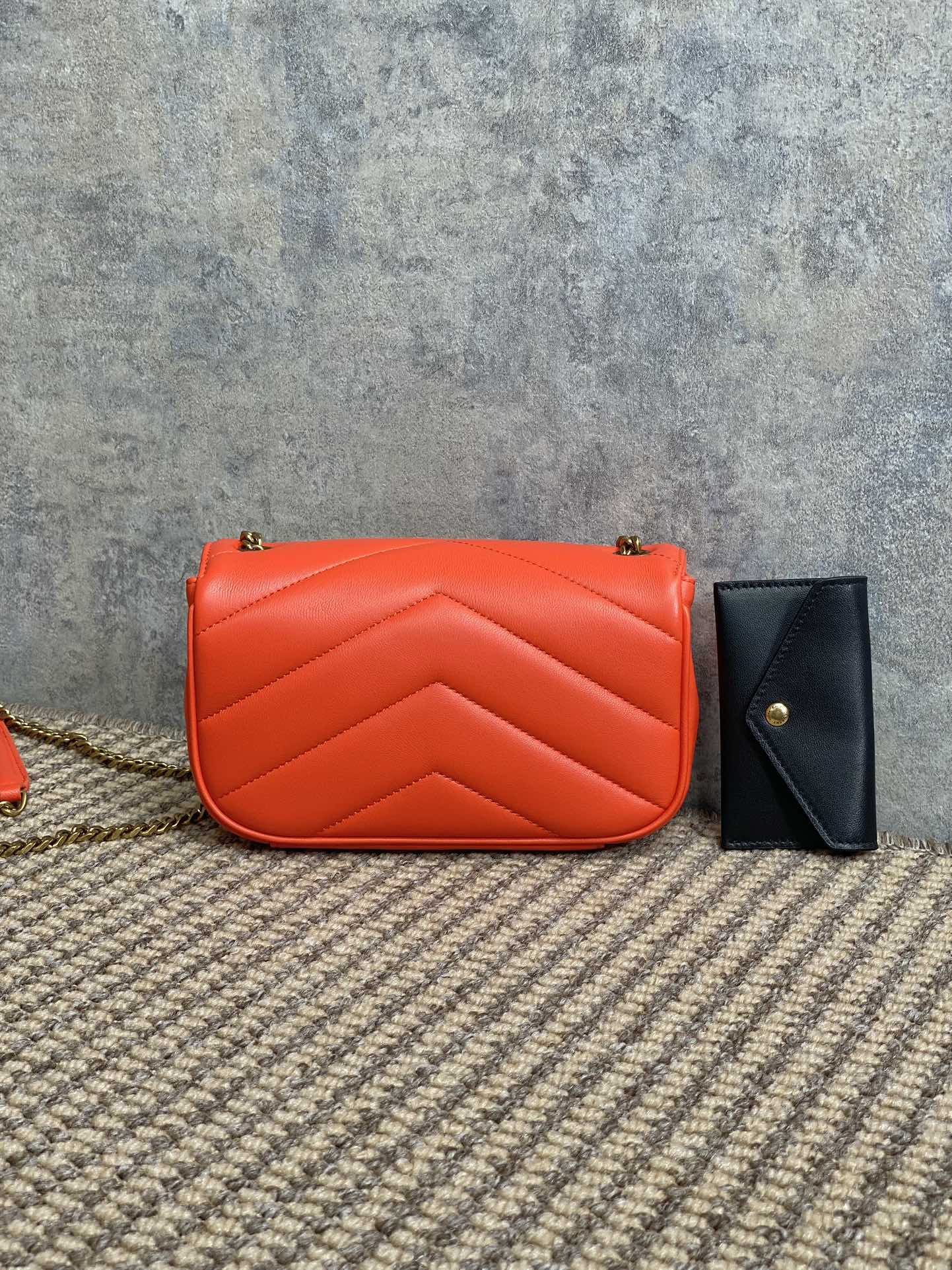 YSL Style Red Leather Card Holder Lookbook Reference image 2