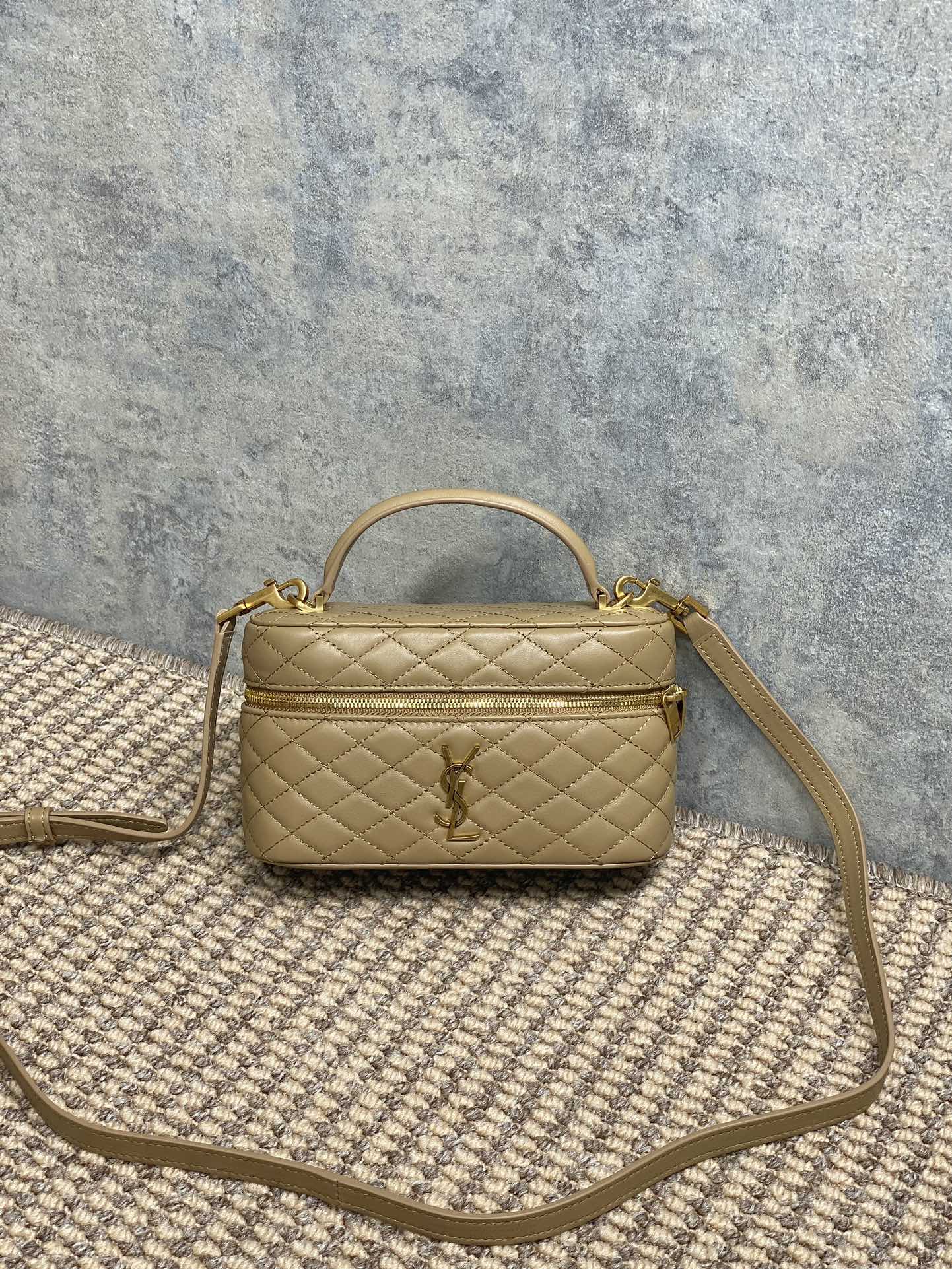 YSL Style Beige Leather Crossbody Bag Lookbook Reference image 1