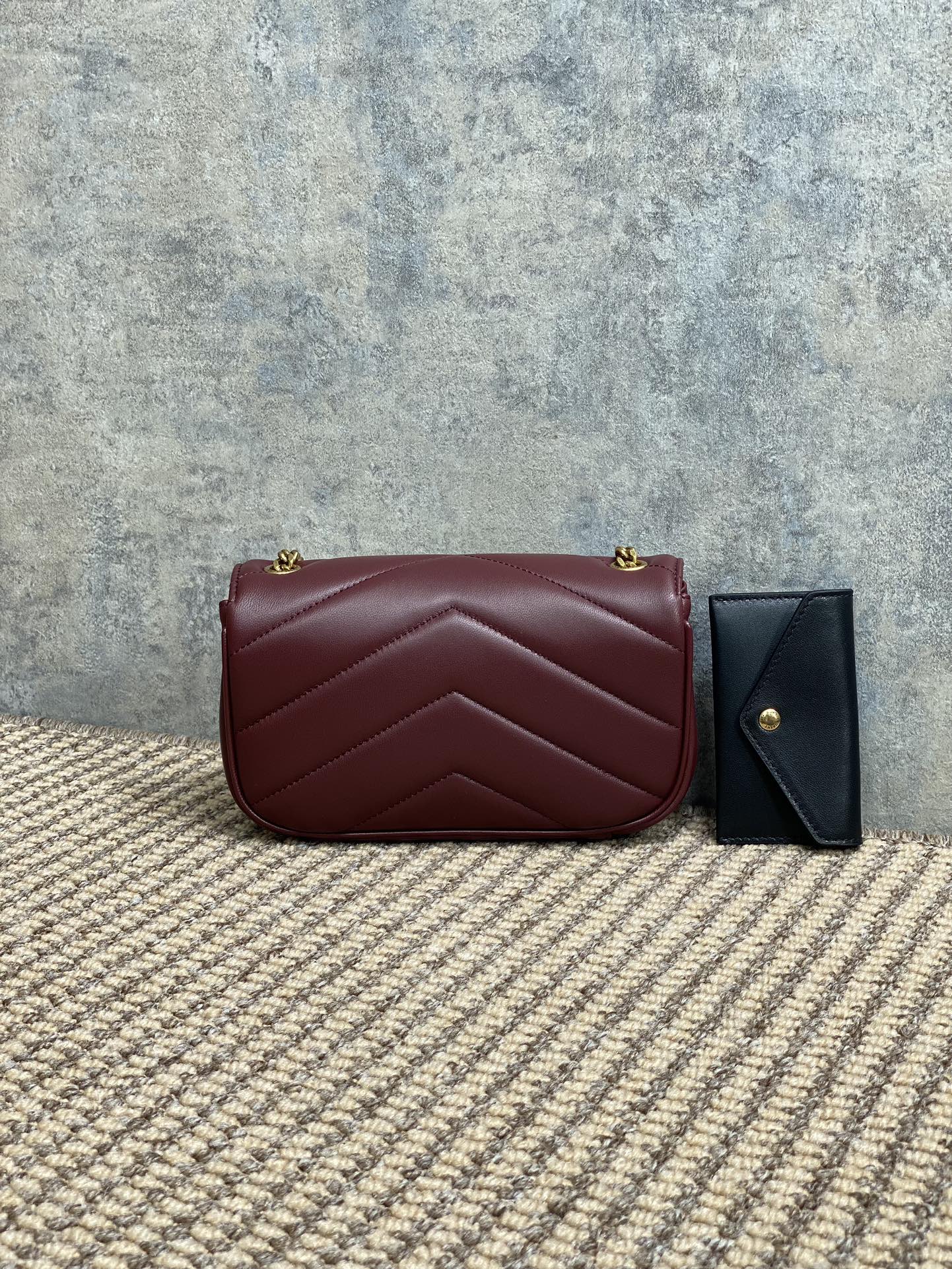 YSL Style Red Leather Card Holder Lookbook Reference image 2