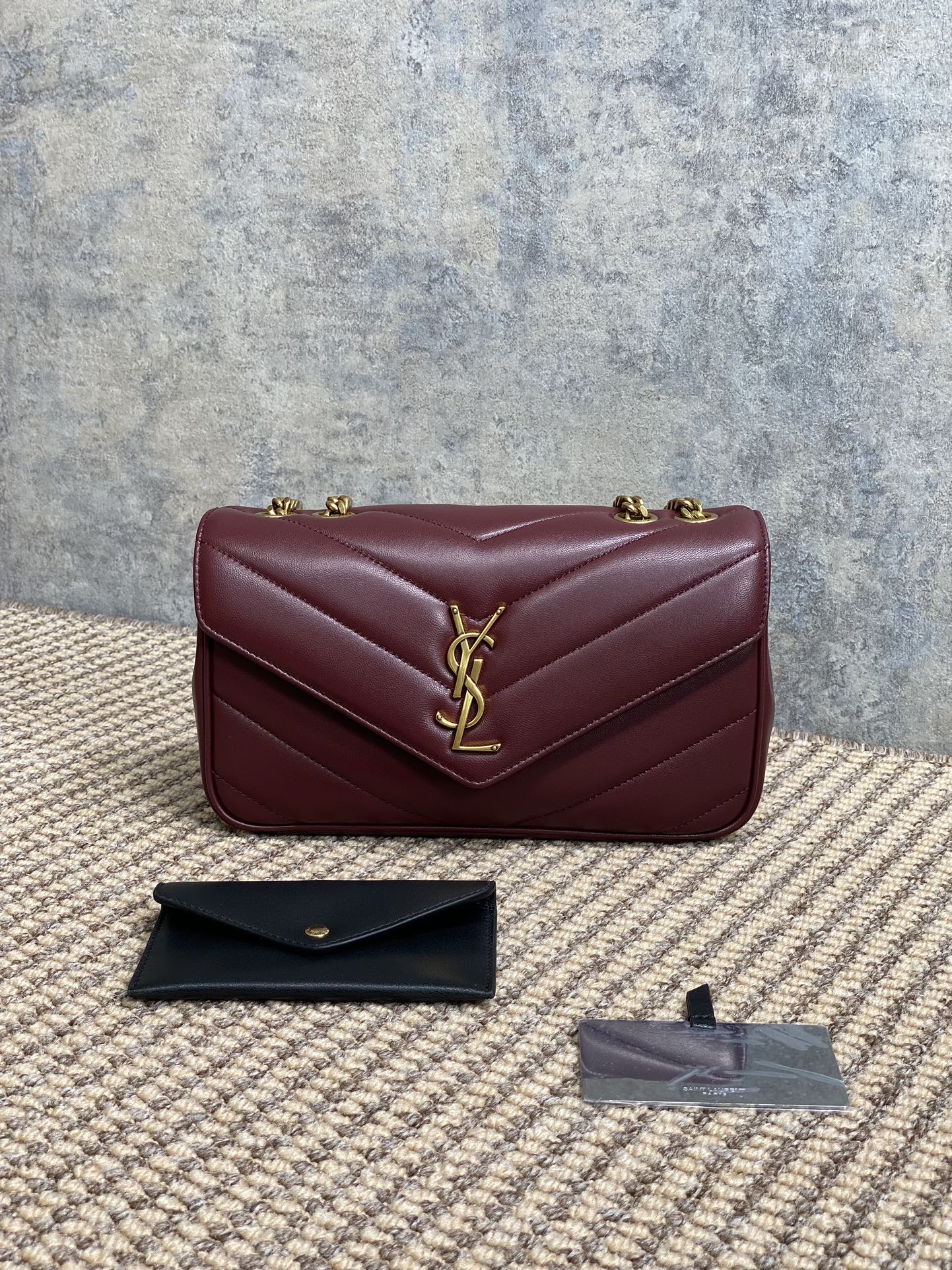 YSL Style Red Leather Card Holder Lookbook Reference image 1