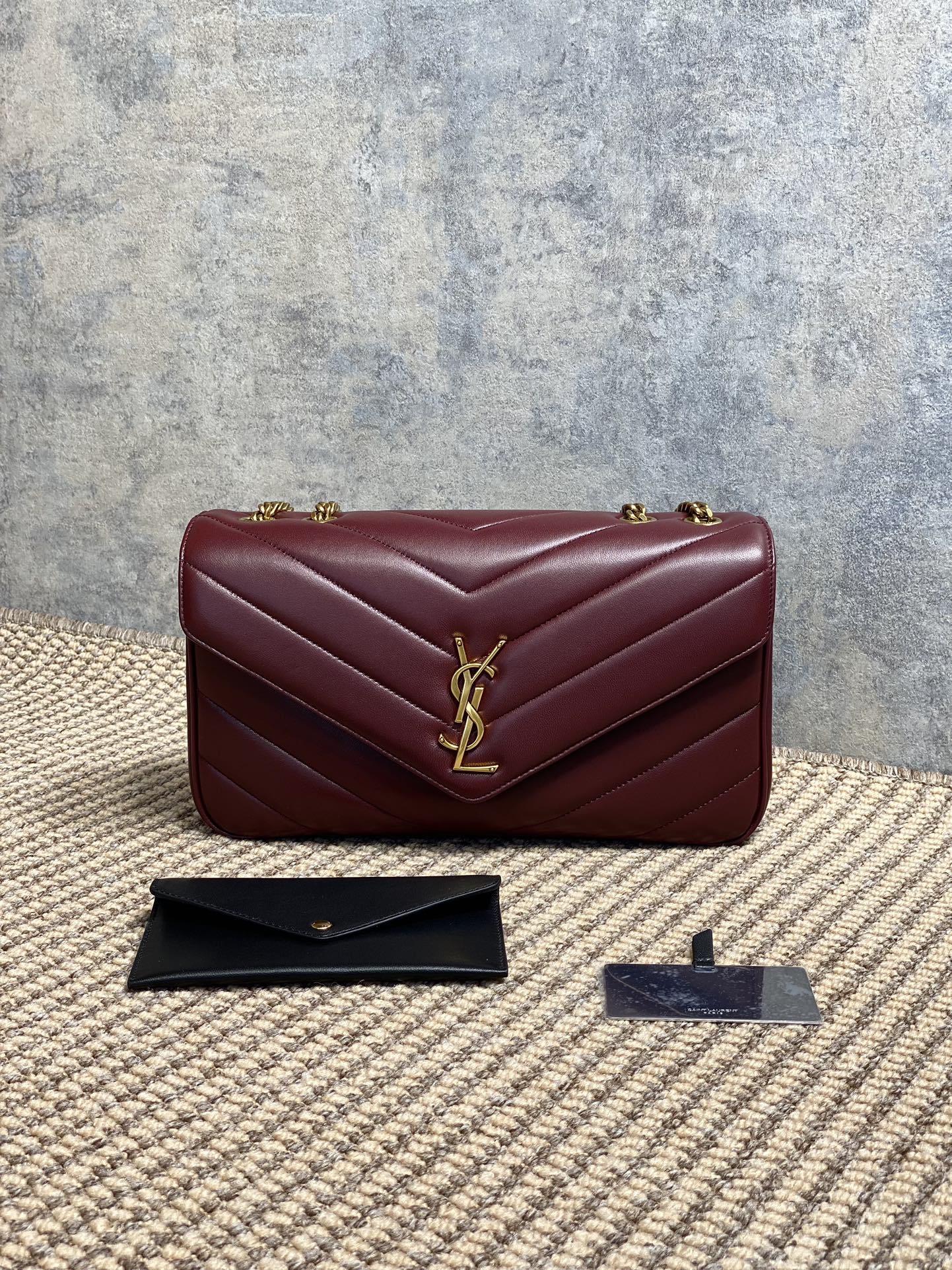 YSL Style Red Leather Card Holder Lookbook Reference image 1