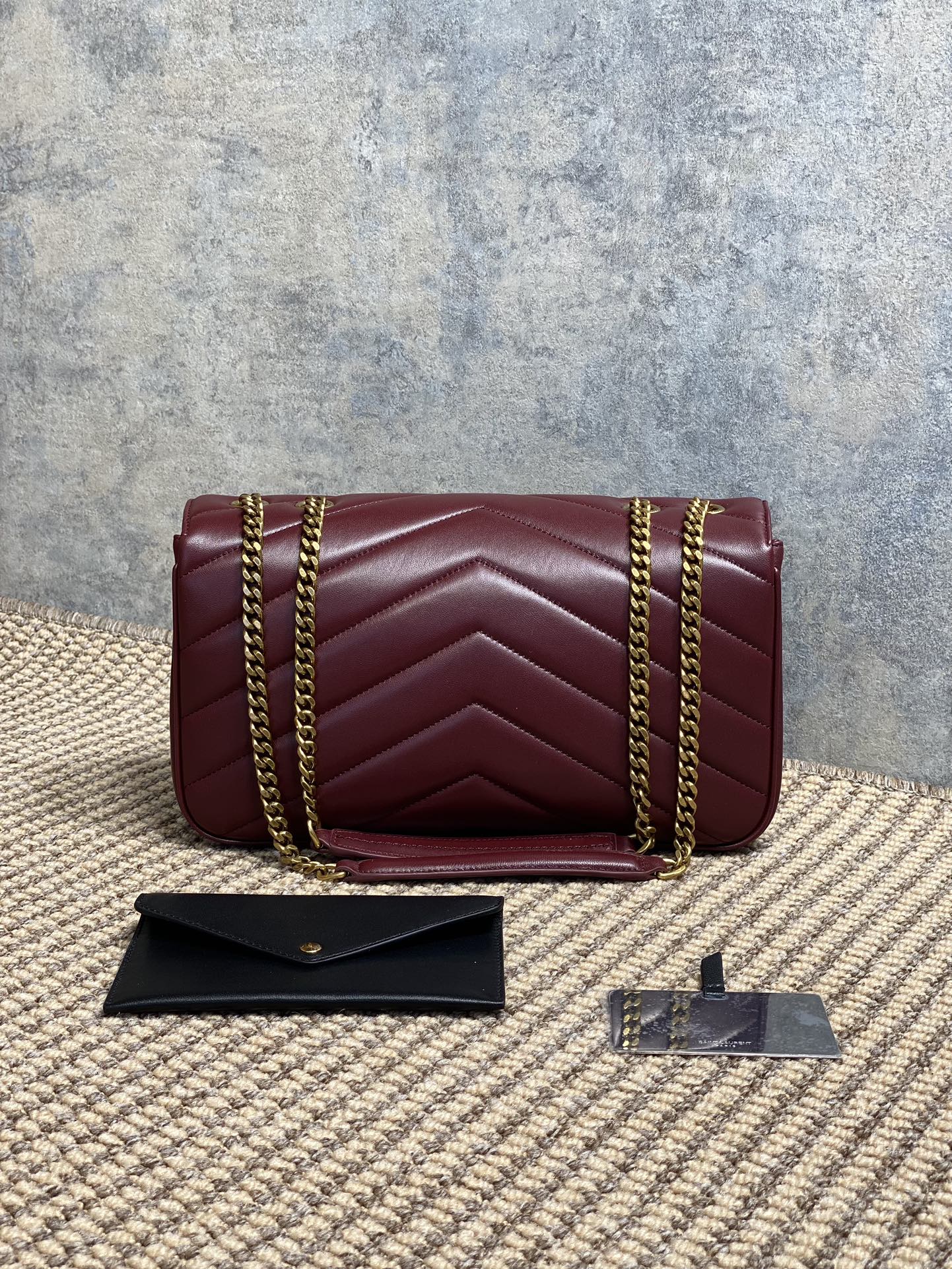 YSL Style Red Leather Card Holder Lookbook Reference image 2