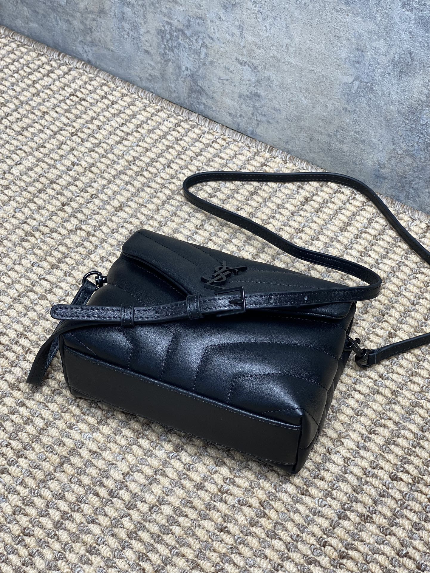 YSL V-Quilted Leather Flap Crossbody Bag
