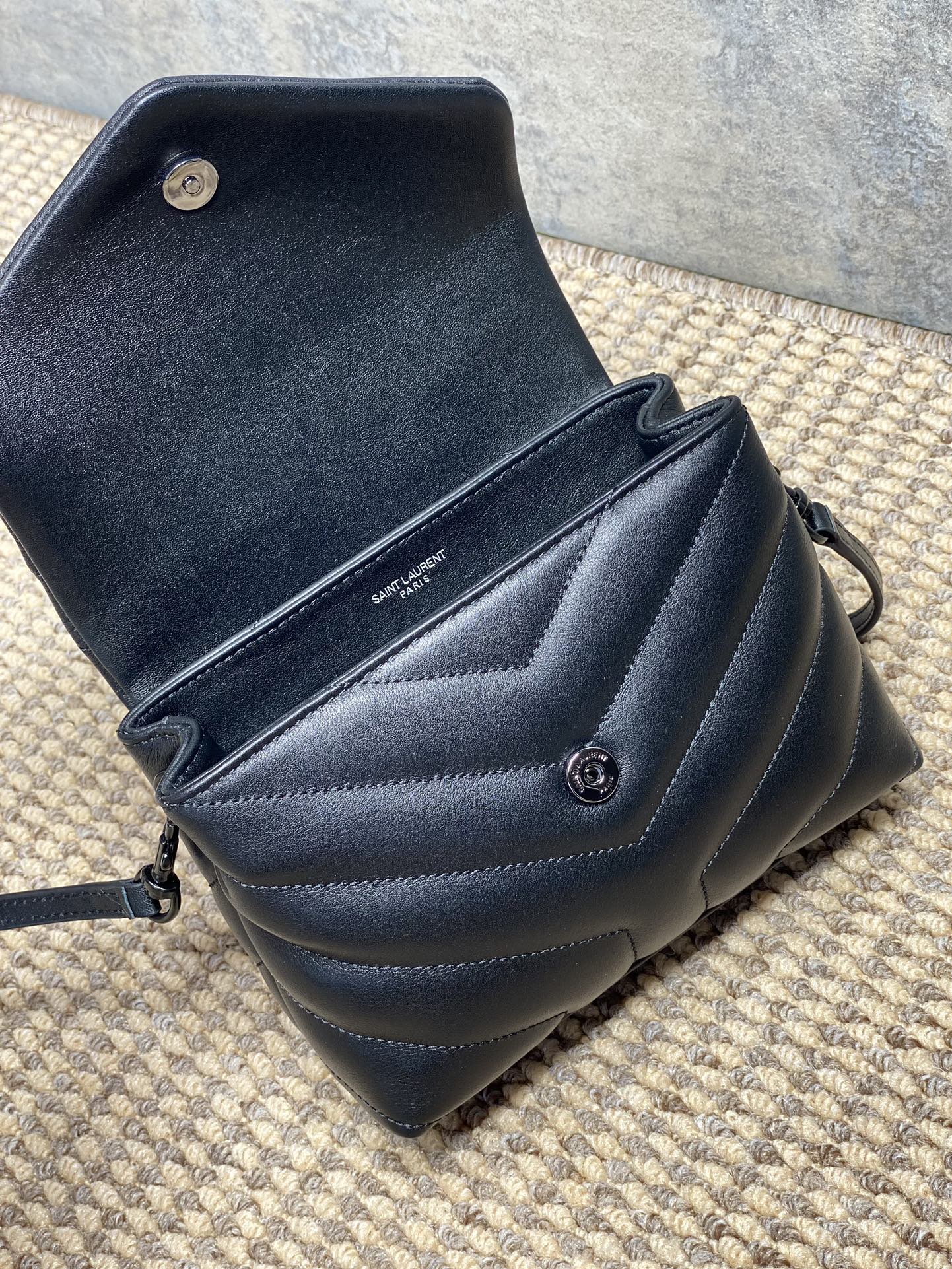 YSL V-Quilted Leather Flap Crossbody Bag