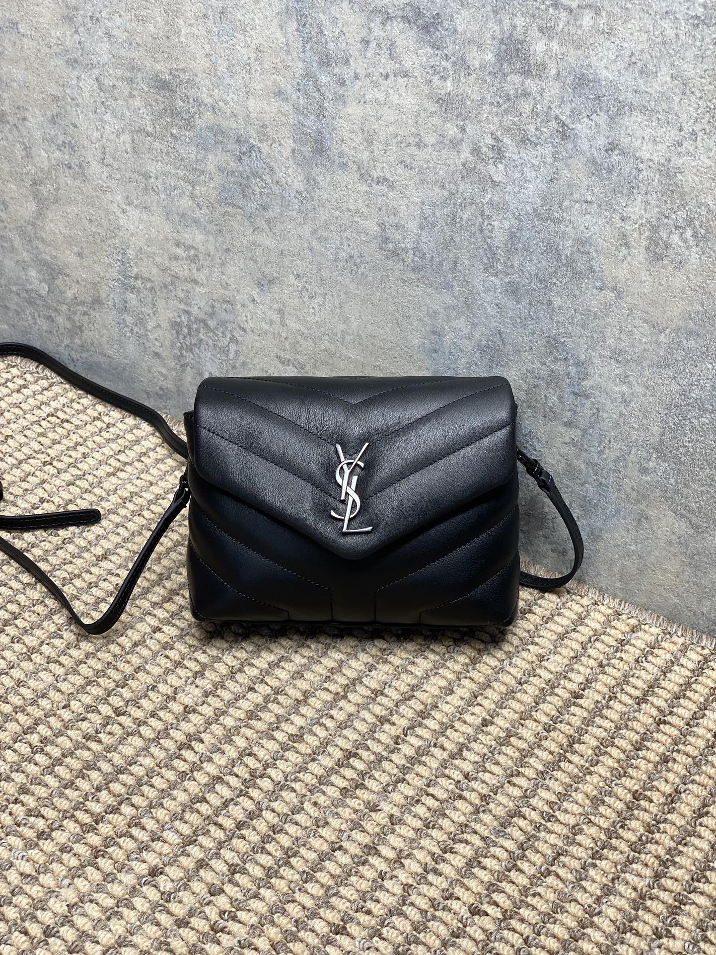 YSL V-Quilted Leather Flap Crossbody Bag