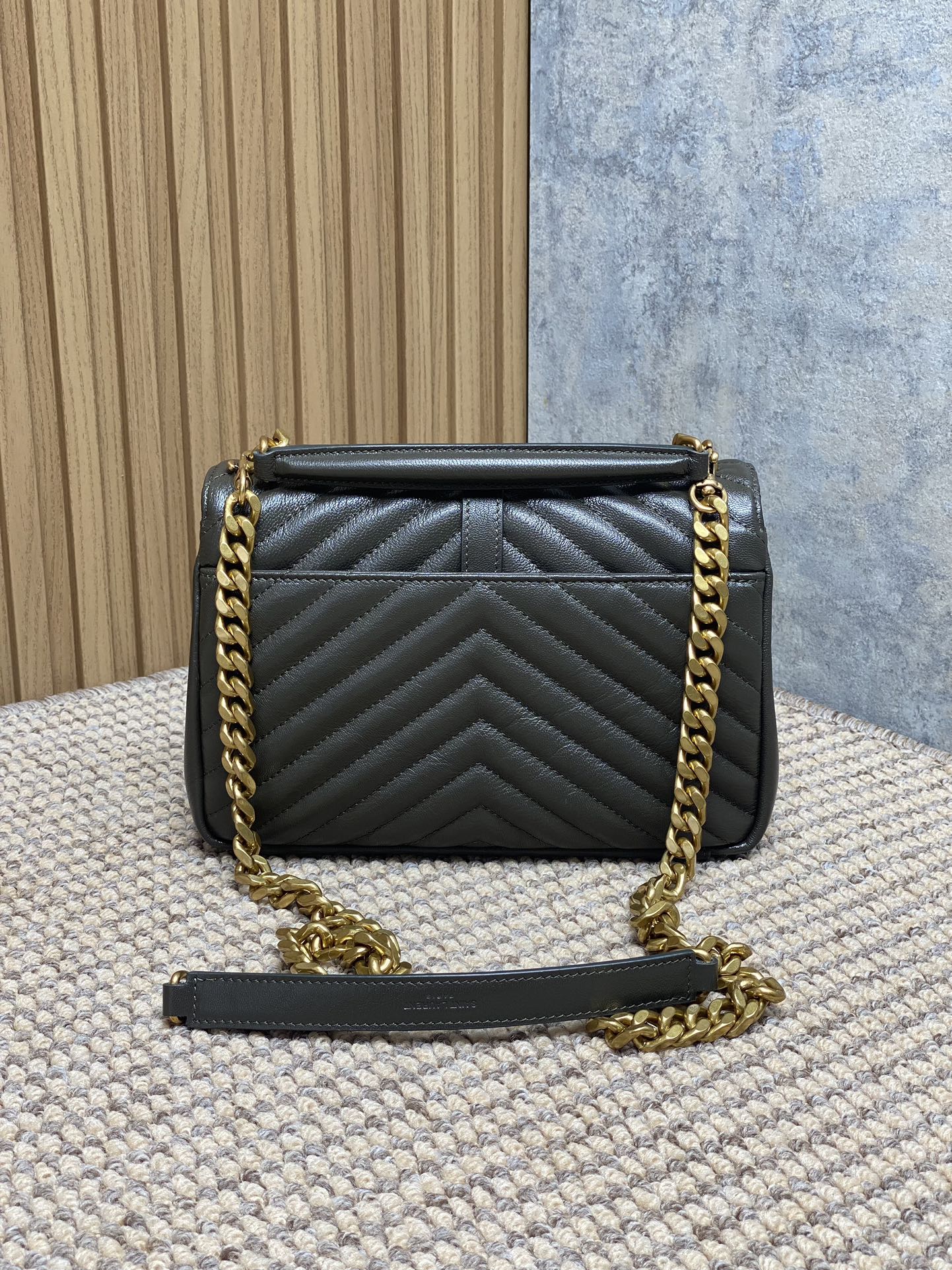 YSL Style Green Leather Messenger Bag Lookbook Reference image 2