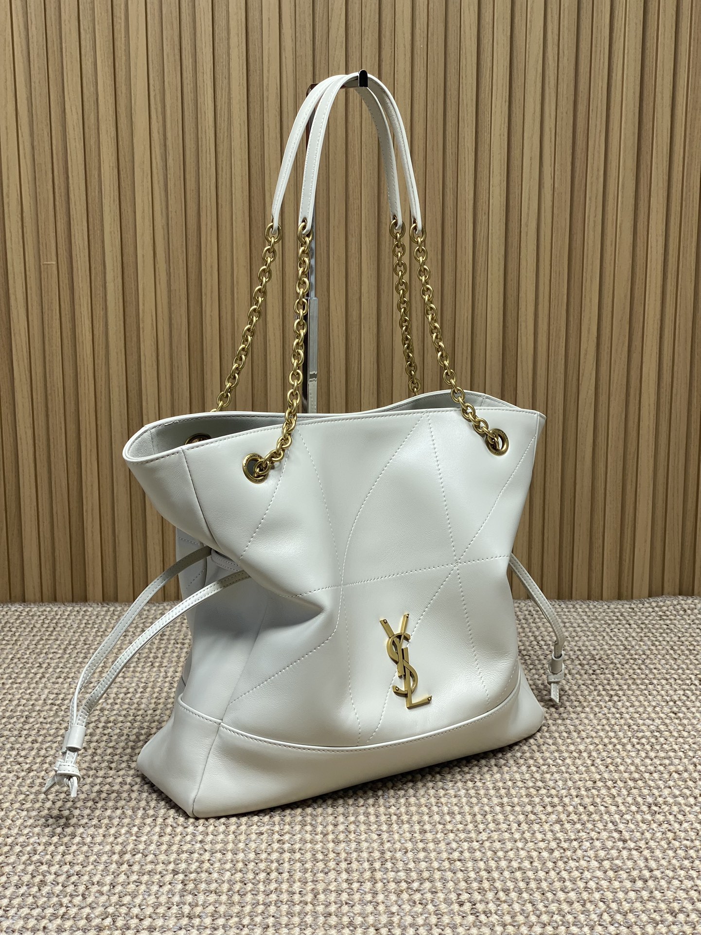 YSL Style White Leather Chain Bag Lookbook Reference image 2