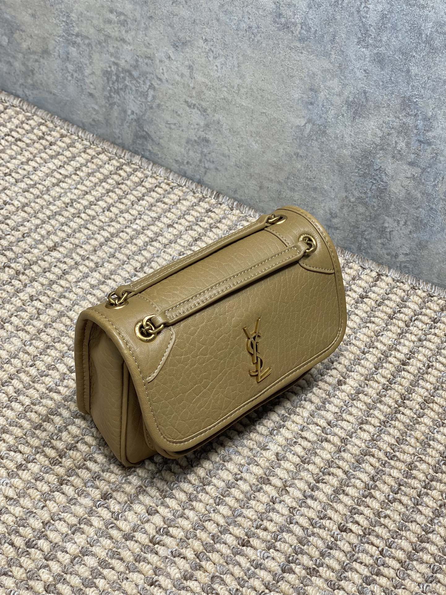 YSL Style Beige Leather Chain Bag Lookbook Reference image 2