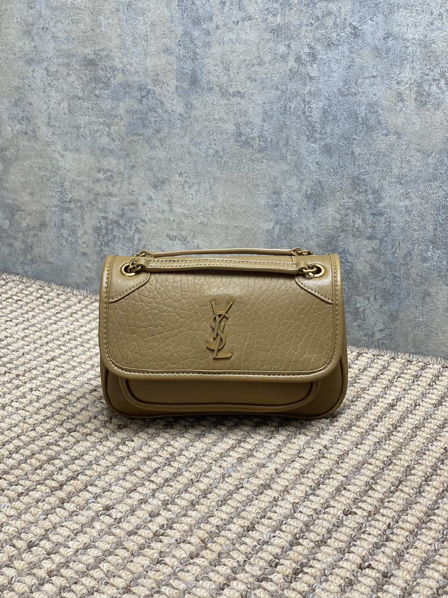 YSL Style Beige Leather Chain Bag Lookbook Reference image 1