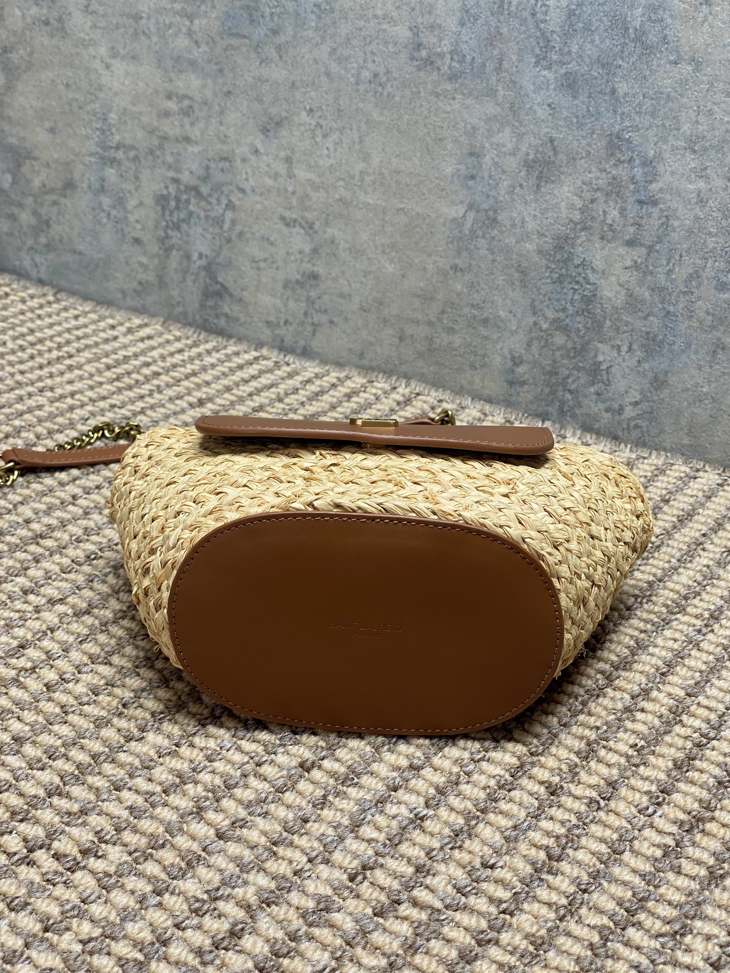 YSL Raffia Basket Chain Shoulder Bag
