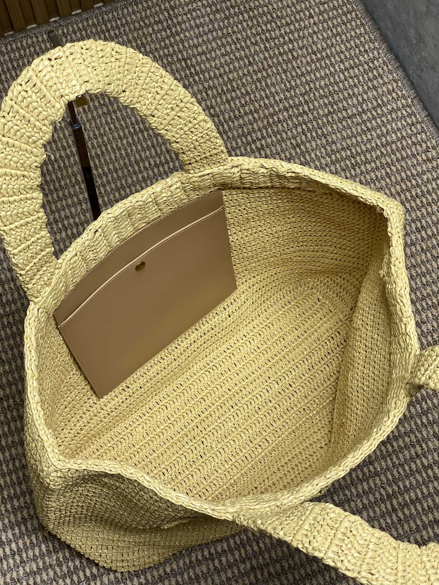 YSL Raffia Saint Laurent Logo Tote Bag