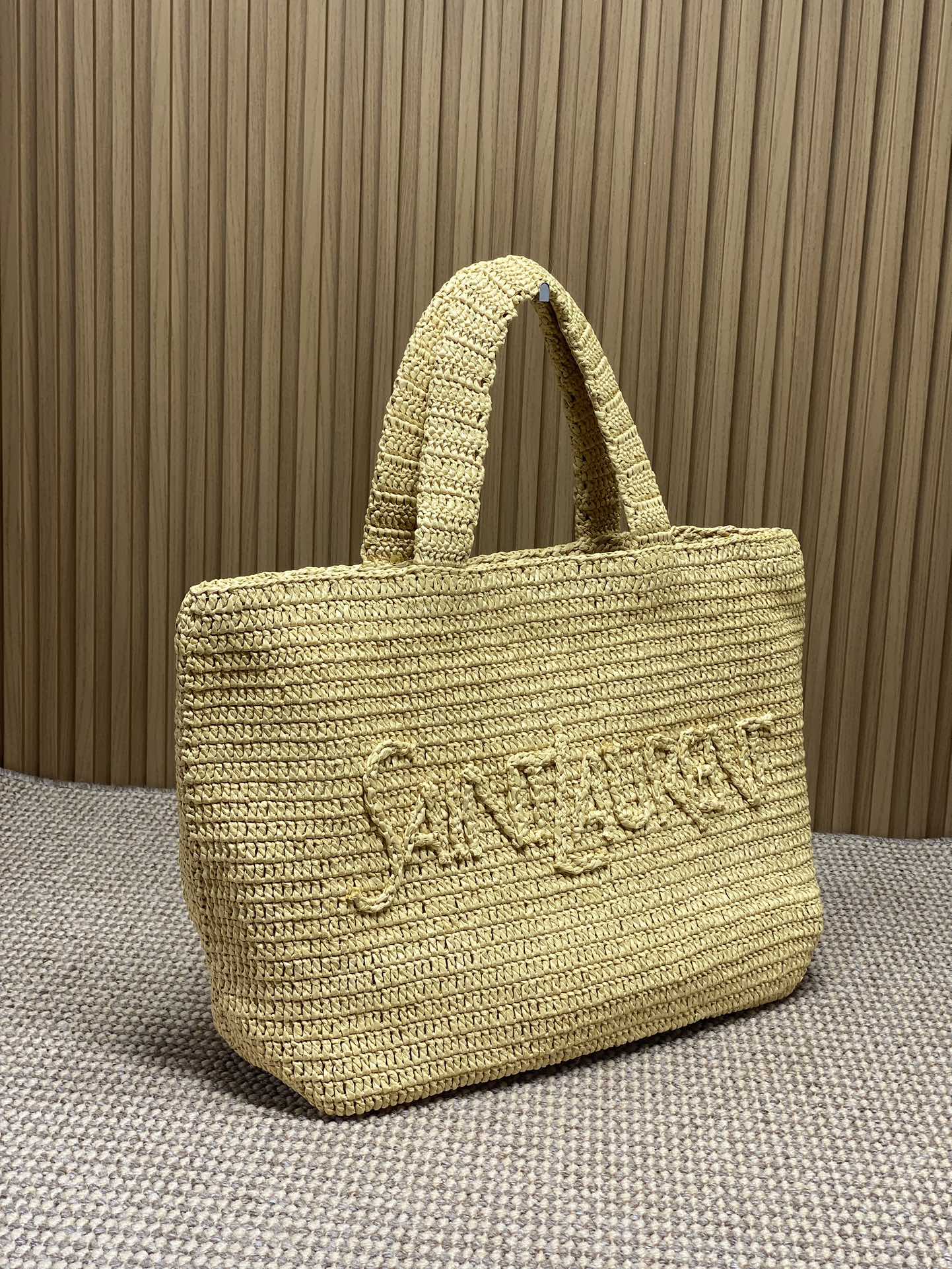 YSL Raffia Saint Laurent Logo Tote Bag