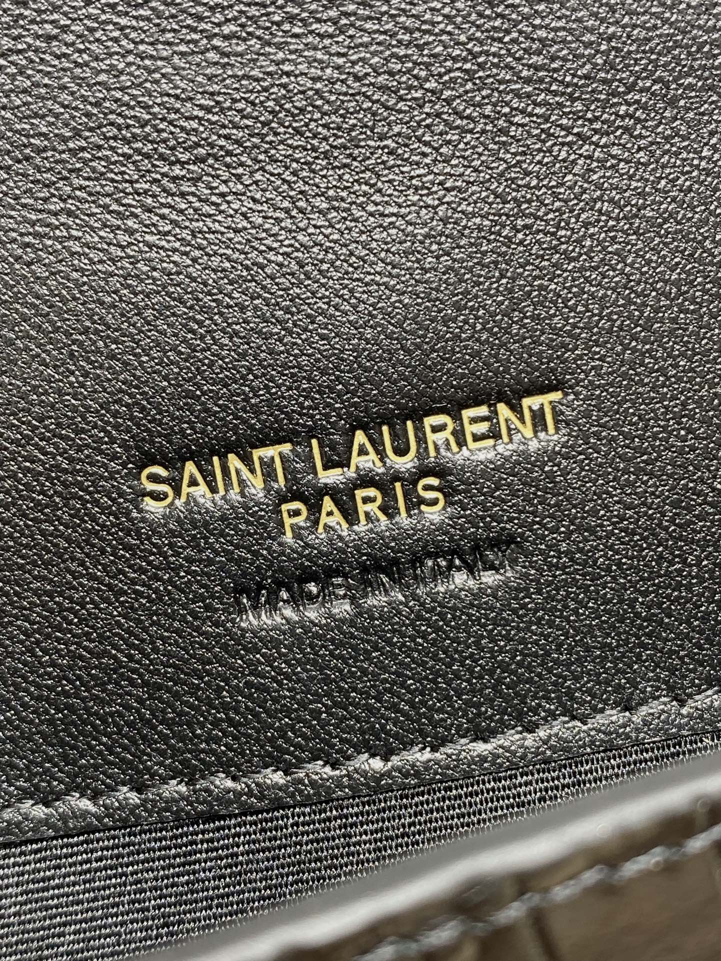 YSL Croc Embossed Leather Chain Crossbody Bag