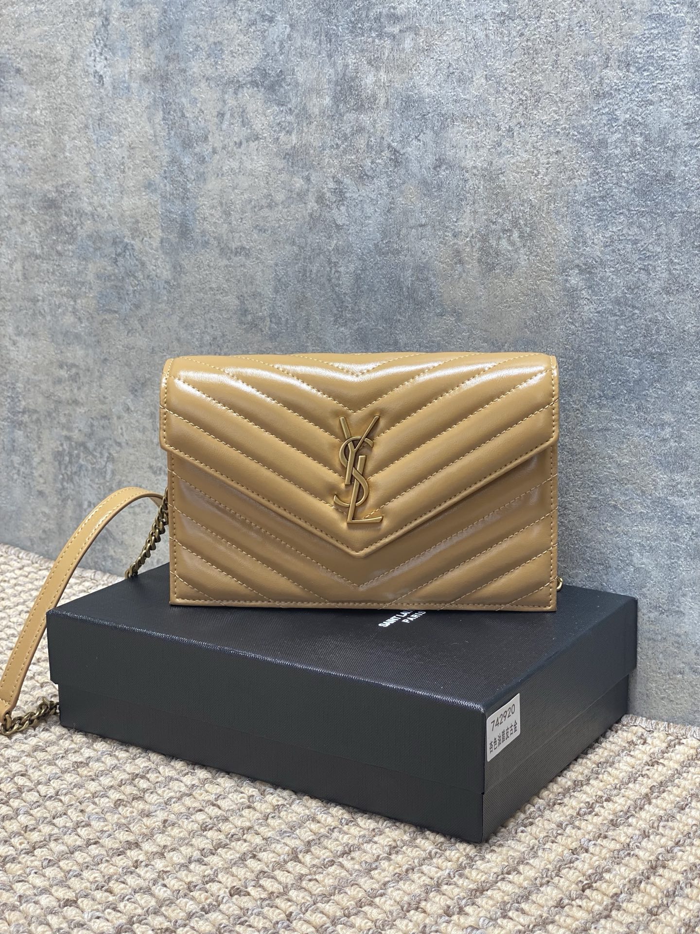 YSL Style Beige Leather Chain Bag Lookbook Reference image 1