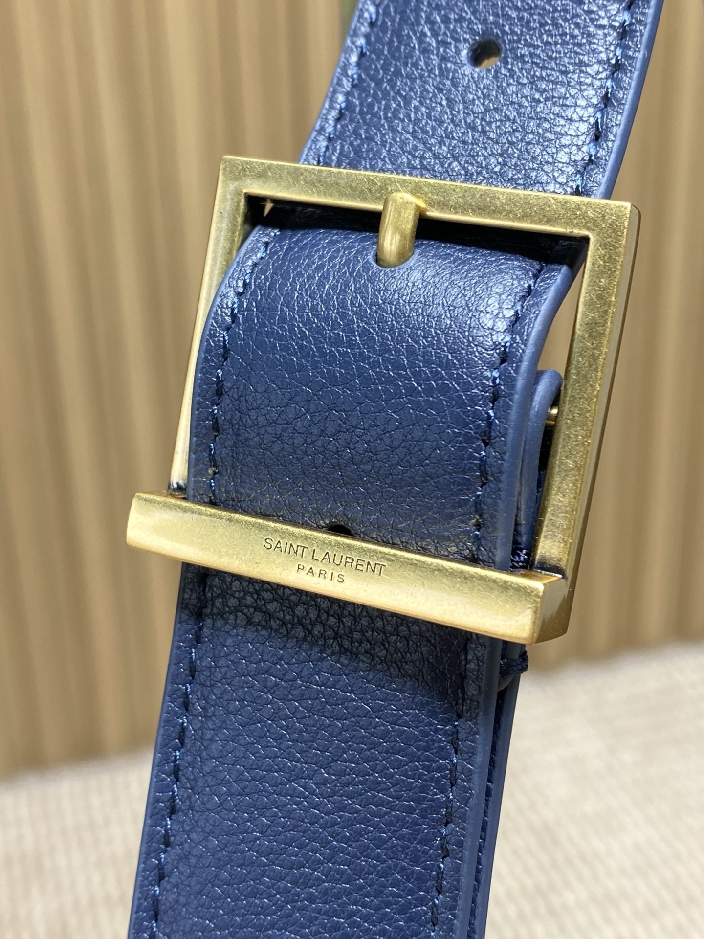 Yves Saint Laurent Blue Leather Shoulder Bag with Gold Logo, 30x31x13cm 8 i1756451818915 5327 0 6