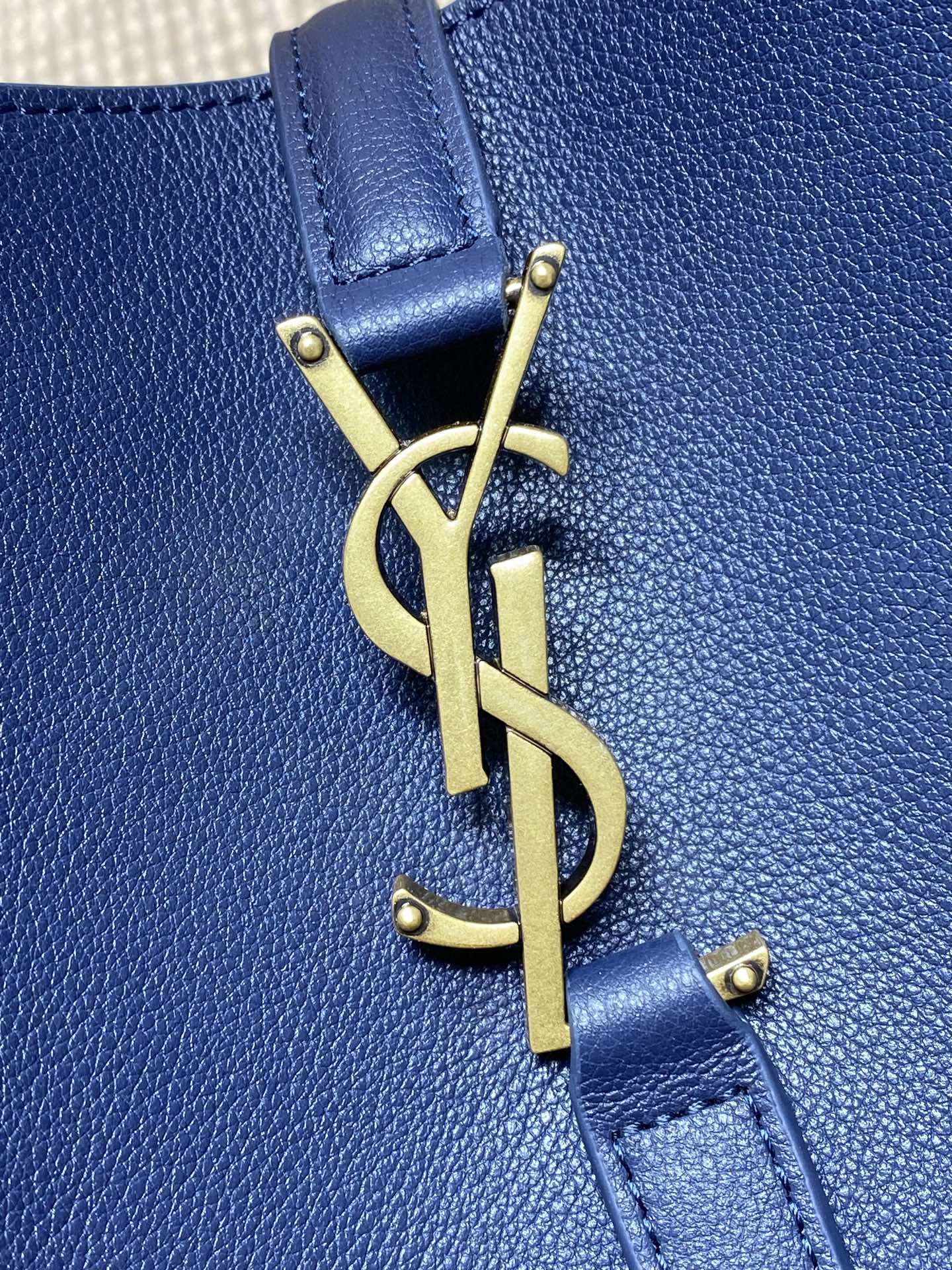 Yves Saint Laurent Blue Leather Shoulder Bag with Gold Logo, 30x31x13cm 7 i1756451818978 7996 0 5
